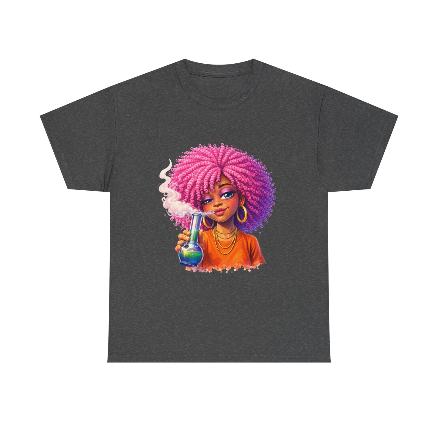 Pink Afro Girl Graphic Tee — Colorful Sassy Retro Portrait T‑Shirt