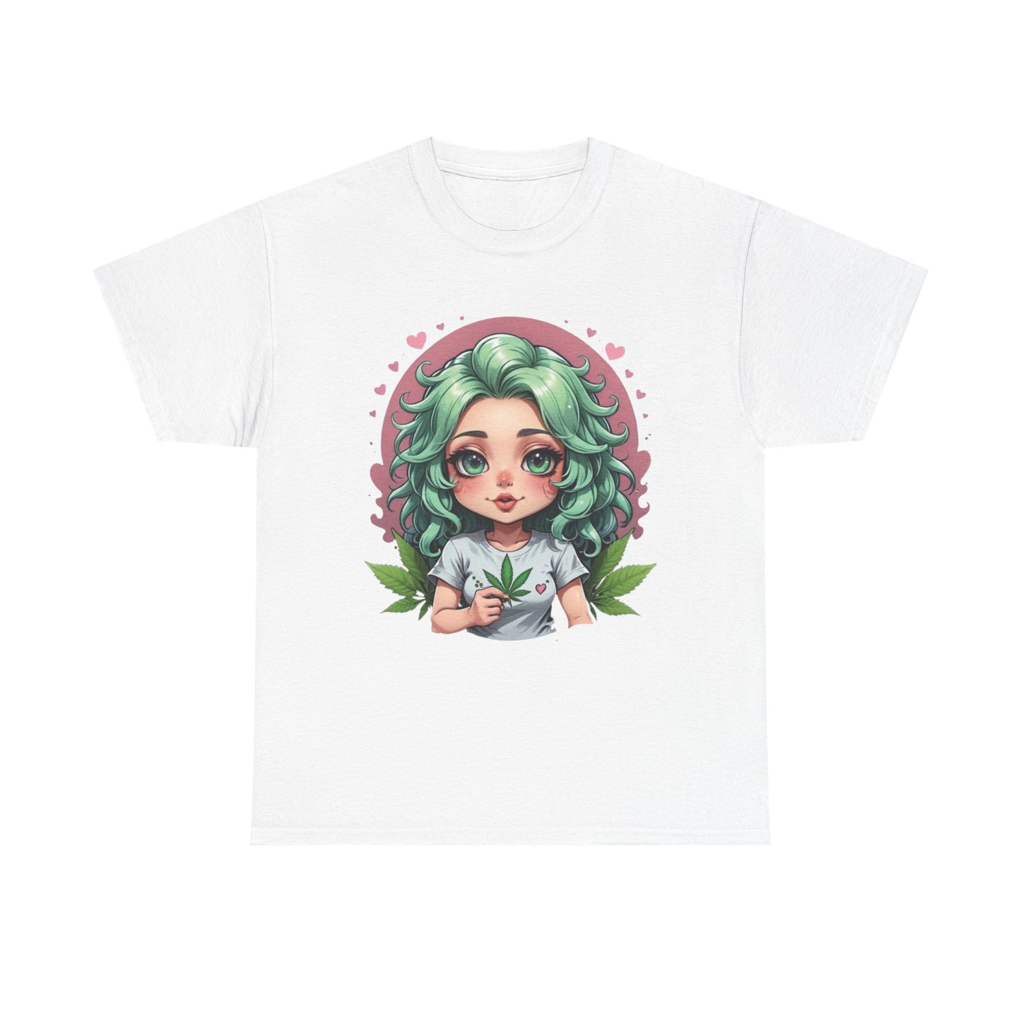Plant Girl Cute Tee — Green Hair Anime Girl Graphic T-Shirt