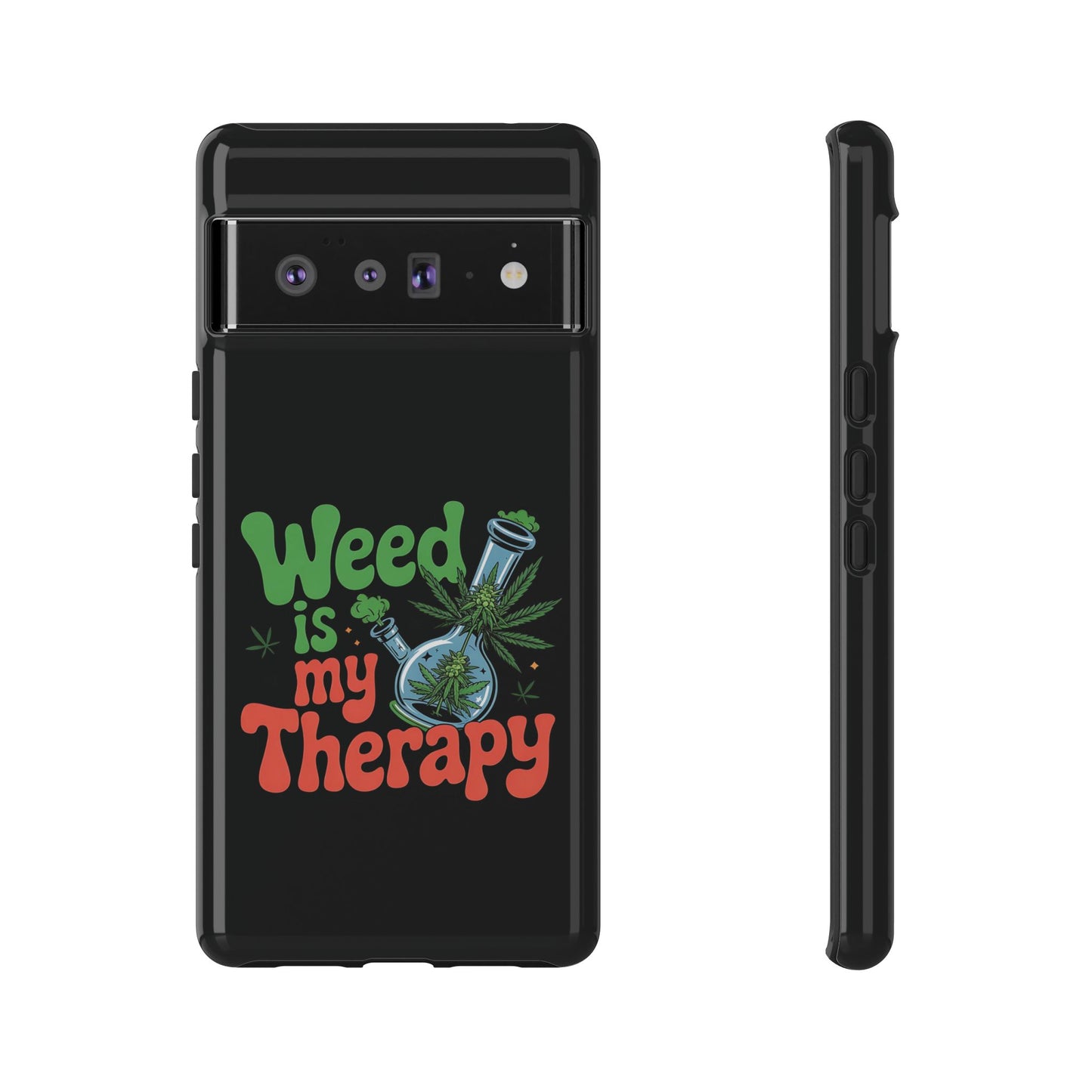 Phone Case — "Weed Is My Therapy" Retro Cannabis Design
