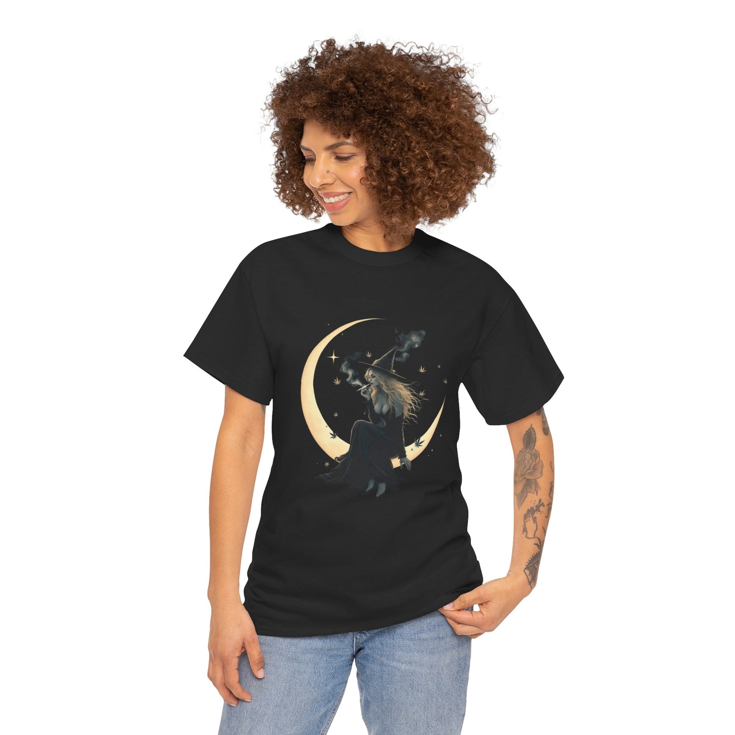 Moon Witch T‑Shirt — Mystical Crescent Moon Witch Graphic Tee