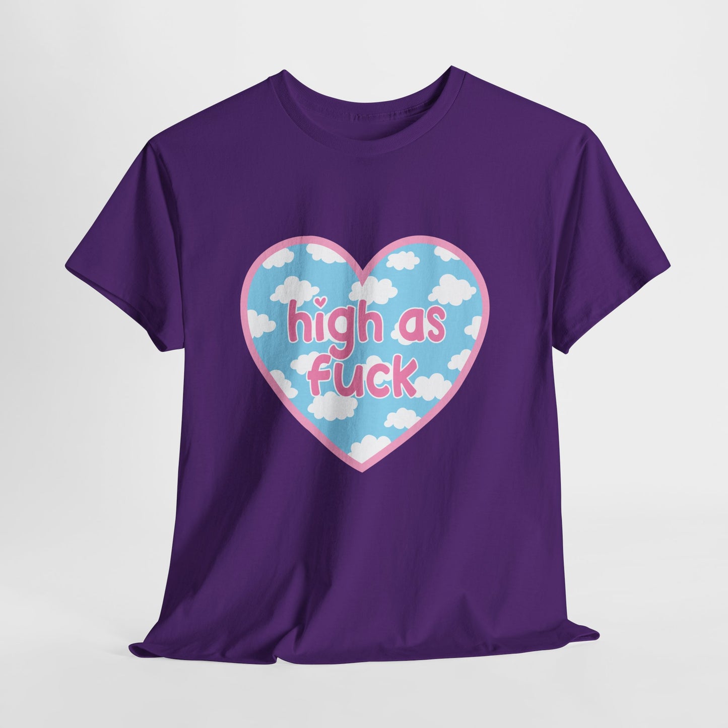 High as F*** Heart Tee — Cute Pastel Cloud Graphic T-Shirt