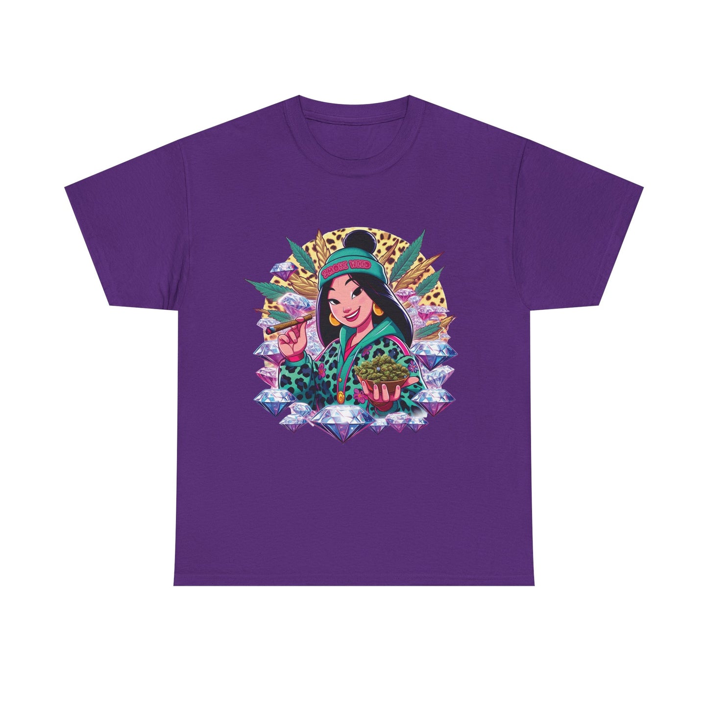 Mulan Floral Portrait T‑Shirt — Vibrant Asian Princess Illustration Tee