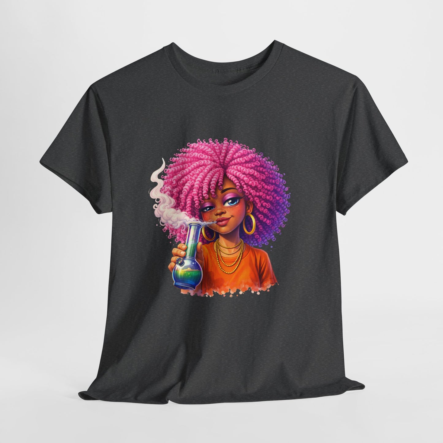 Pink Afro Girl Graphic Tee — Colorful Sassy Retro Portrait T‑Shirt