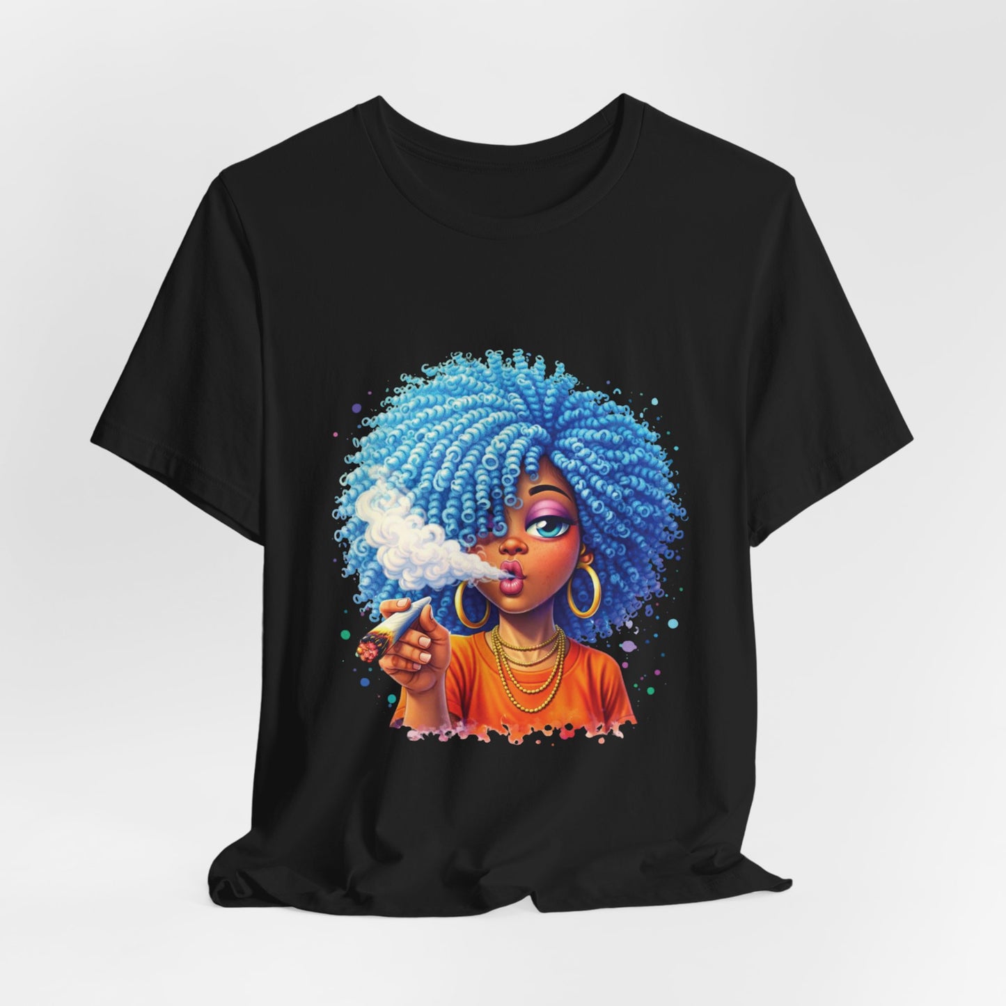 Afro Puff Vibes T-Shirt — Cool Blue Hair Graphic Tee
