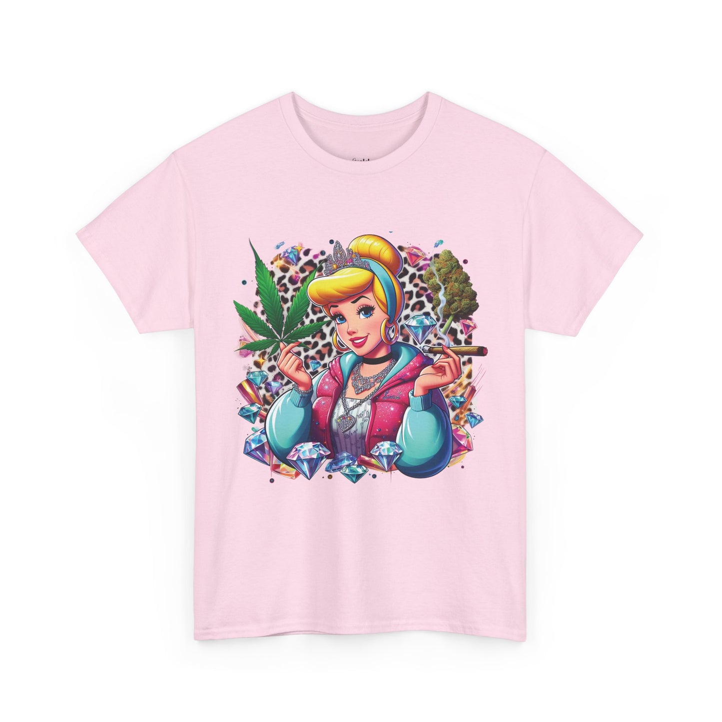 Cinderella Stoner Graphic Tee — Retro Princess Smoking Weed Art Shirt
