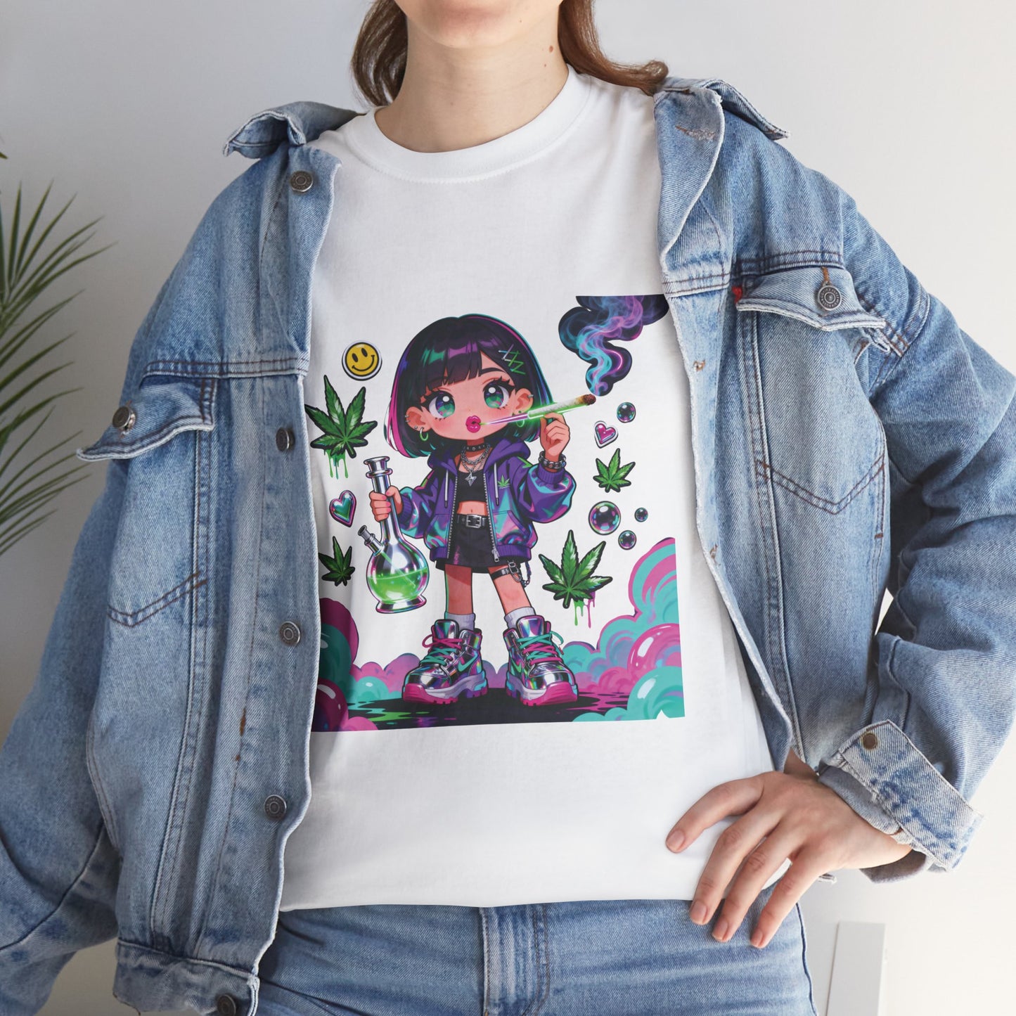 Graphic Tee — Cute Grunge Girl with 420 Art (Kawaii Stoner Aesthetic)