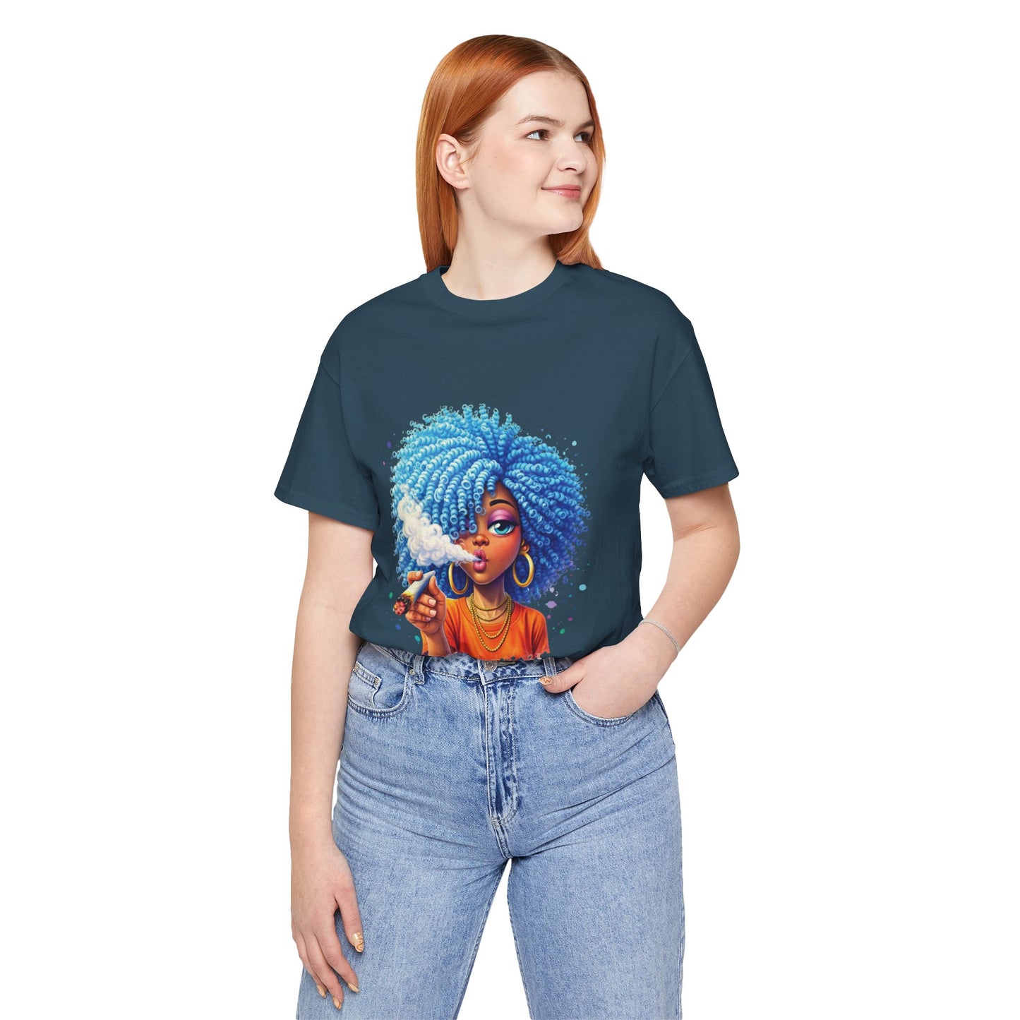 Afro Puff Vibes T-Shirt — Cool Blue Hair Graphic Tee