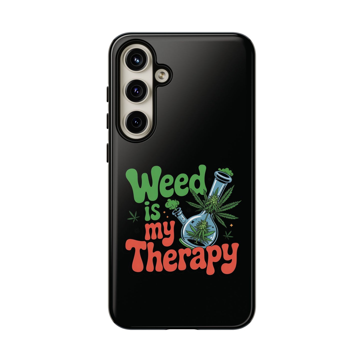 Phone Case — "Weed Is My Therapy" Retro Cannabis Design
