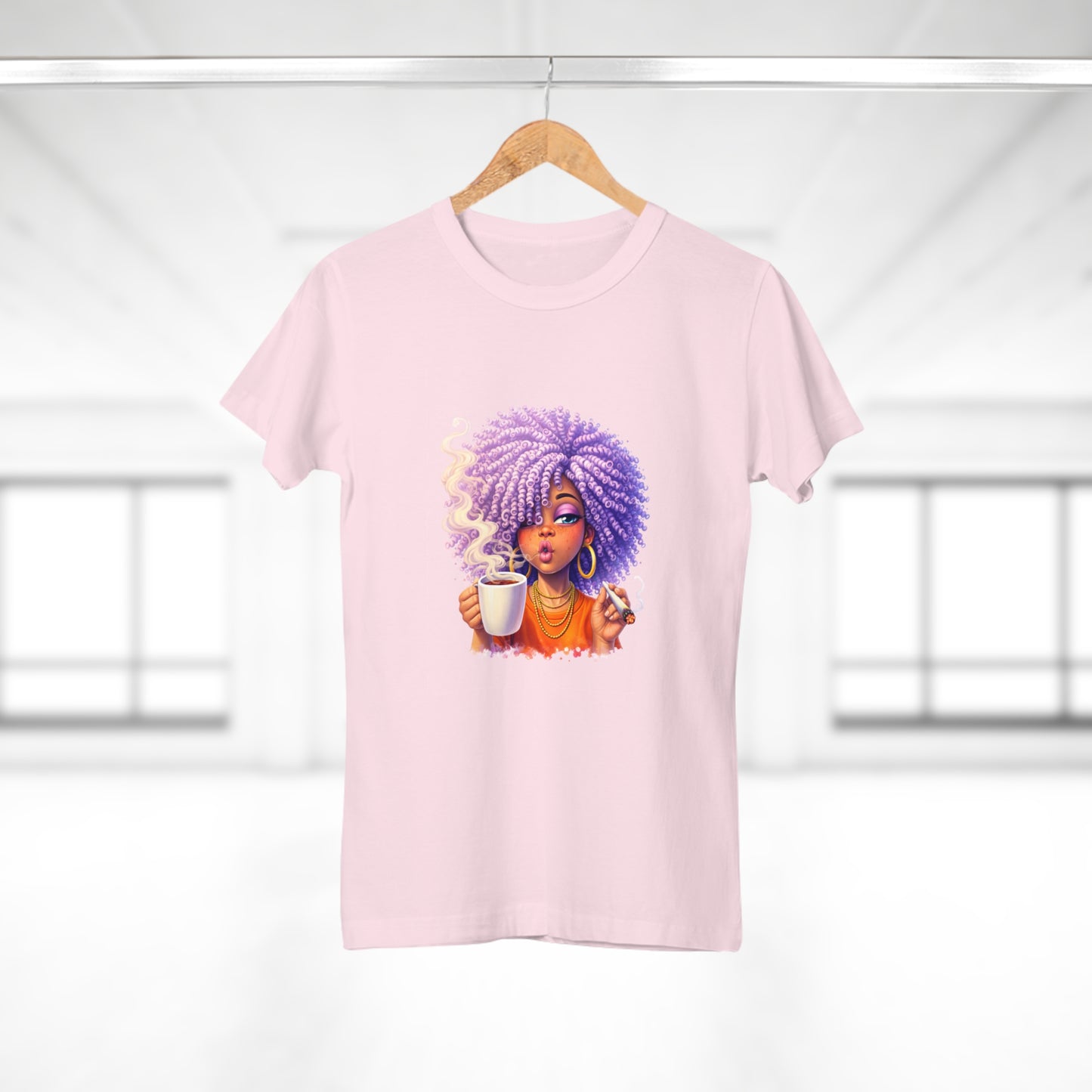Women's T-Shirt — Afro Puff Coffee Girl Graphic Tee