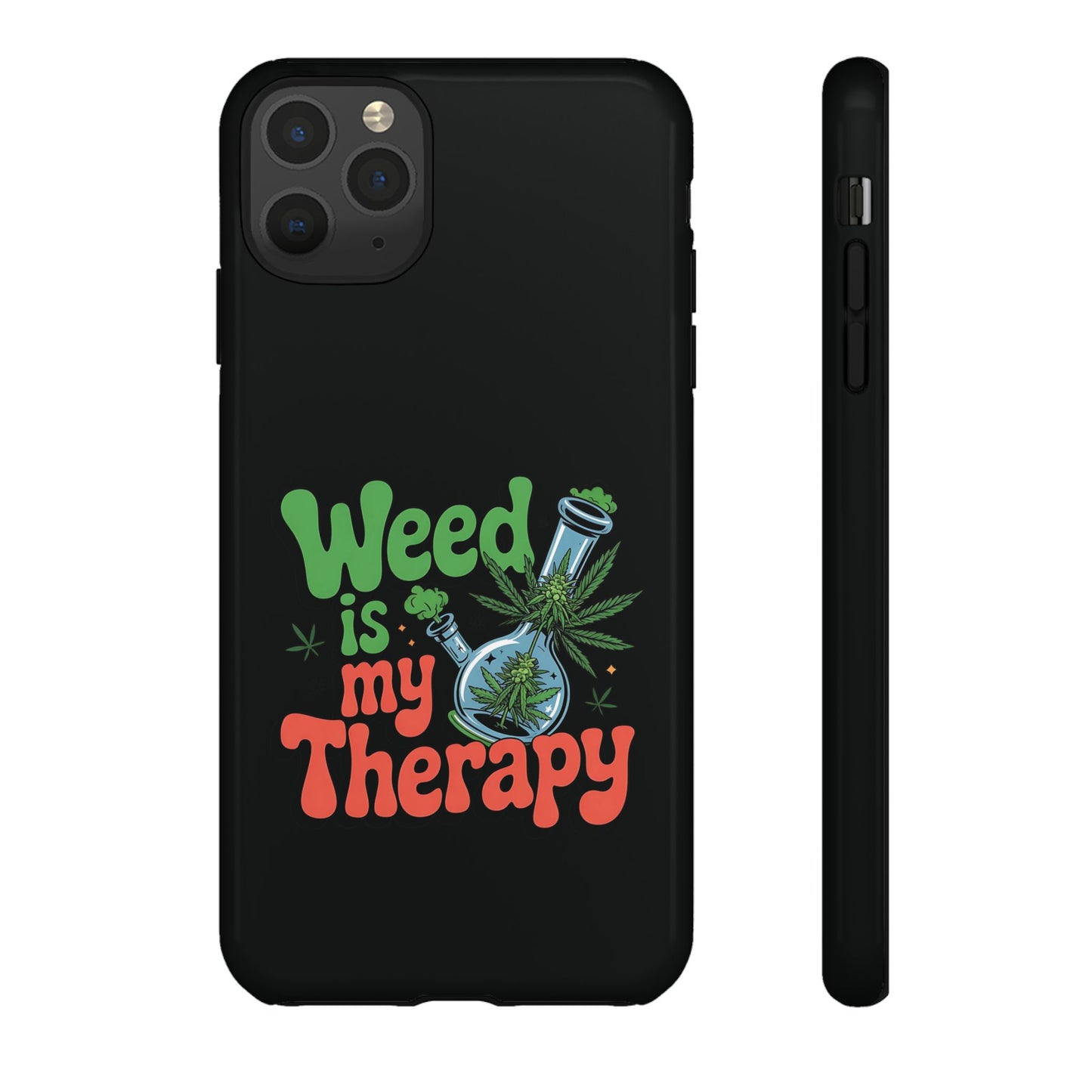 Phone Case — "Weed Is My Therapy" Retro Cannabis Design