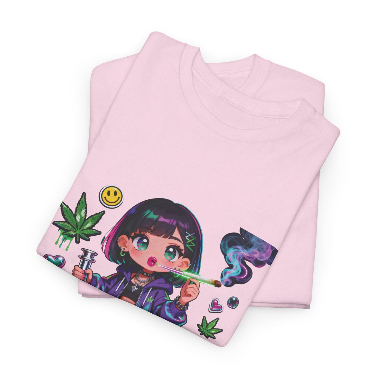 Graphic Tee — Cute Grunge Girl with 420 Art (Kawaii Stoner Aesthetic)