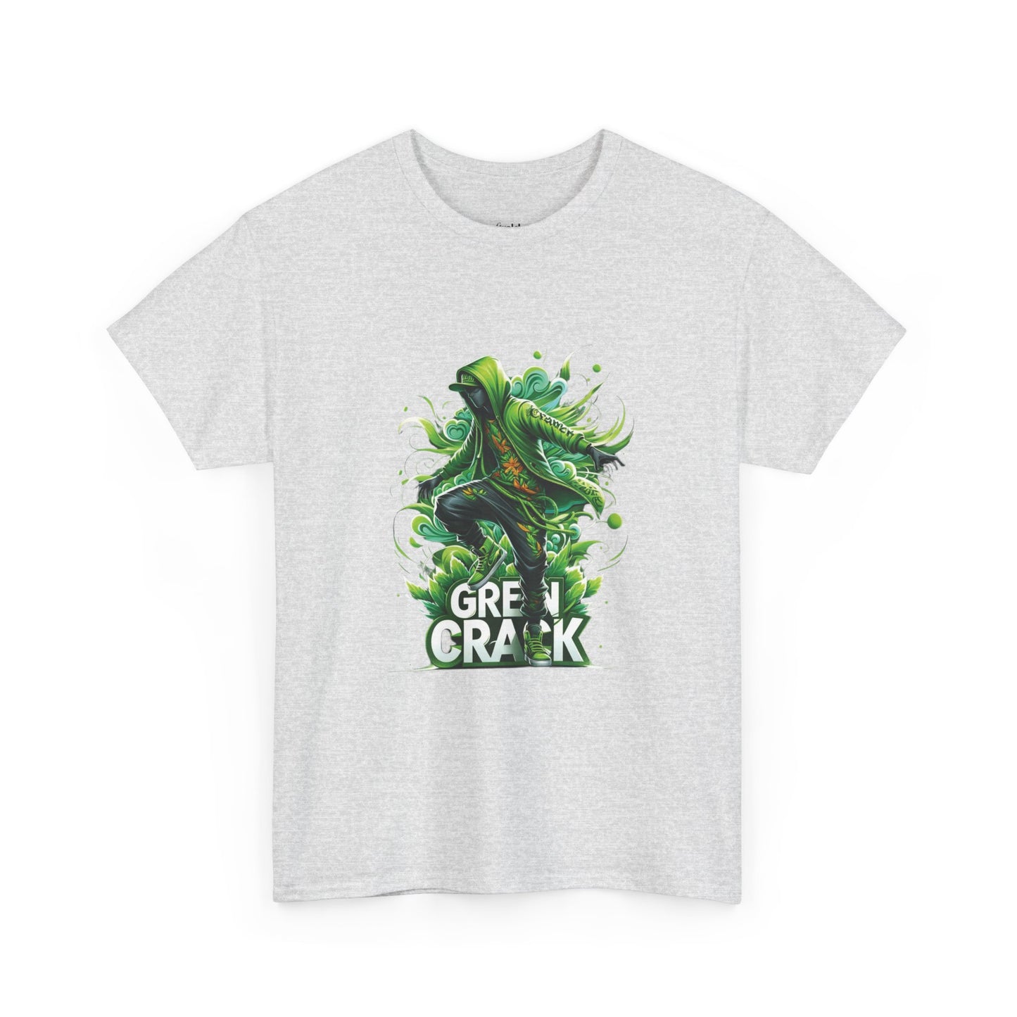 Green Crack Skateboarder T-Shirt — Urban Skate Tee with 'GREEN CRACK' Graphic