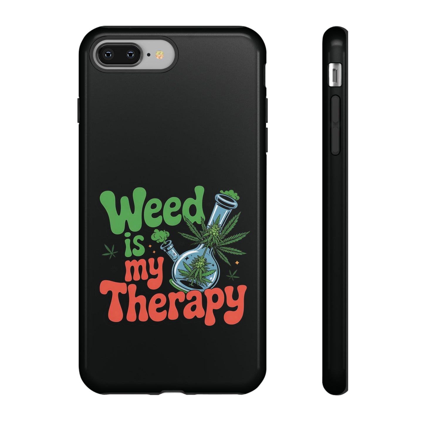 Phone Case — "Weed Is My Therapy" Retro Cannabis Design