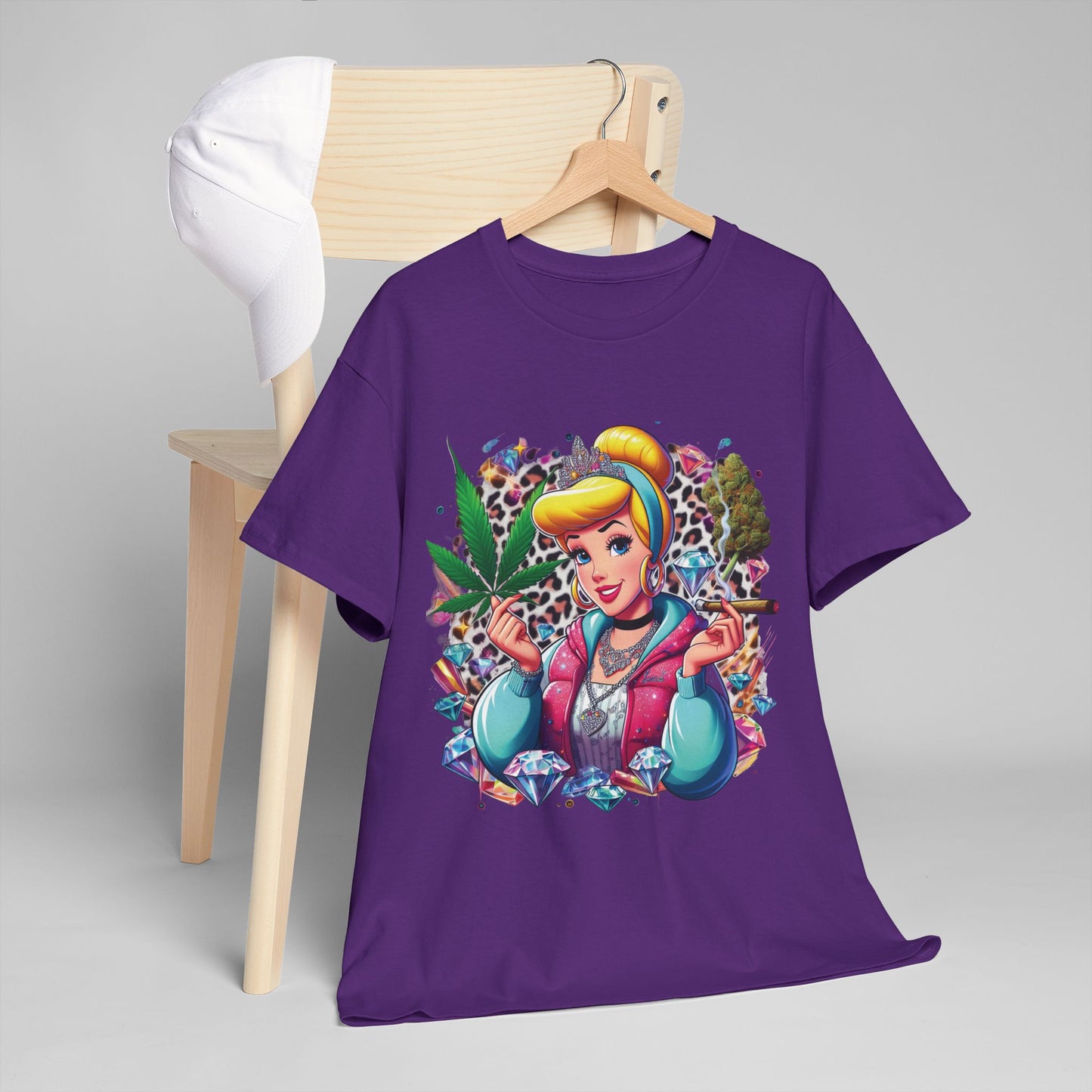 Cinderella Stoner Graphic Tee — Retro Princess Smoking Weed Art Shirt