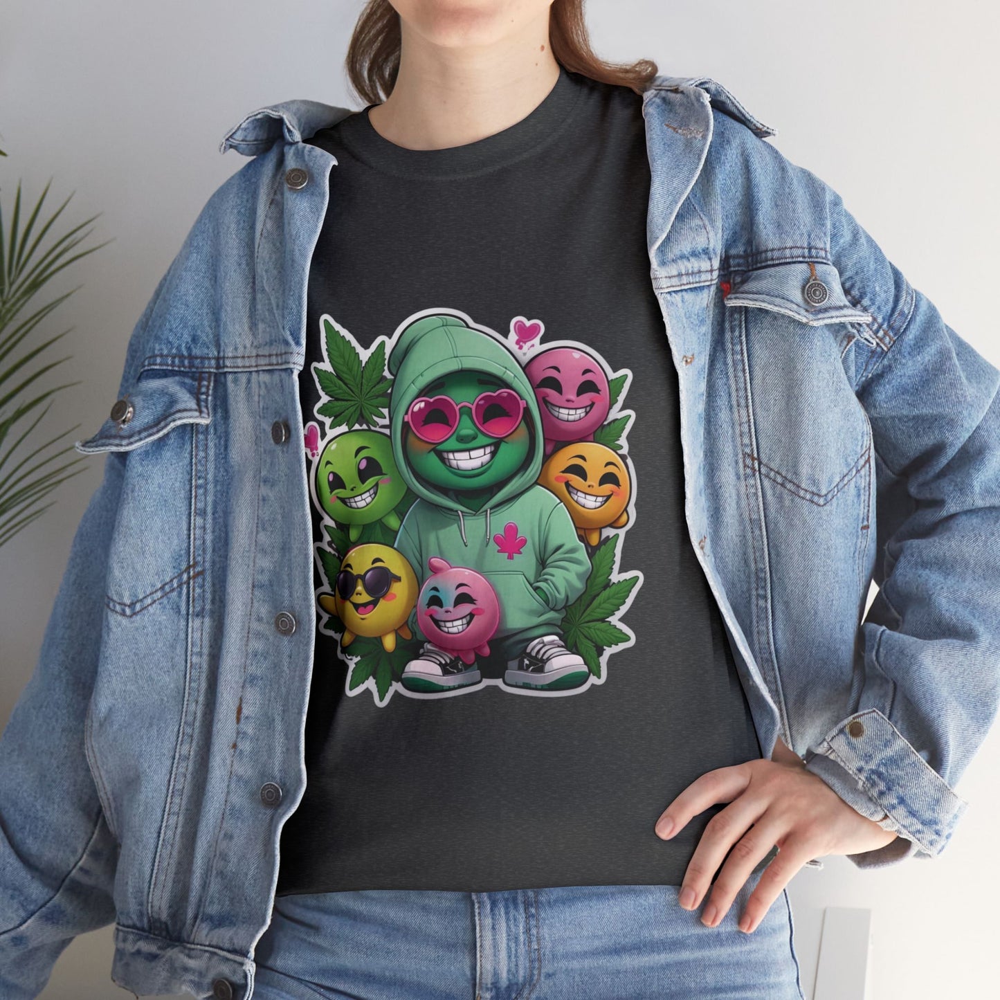 Cute Hoodie Squad T‑Shirt — Kawaii Smiley Fruit Crew Graphic Tee