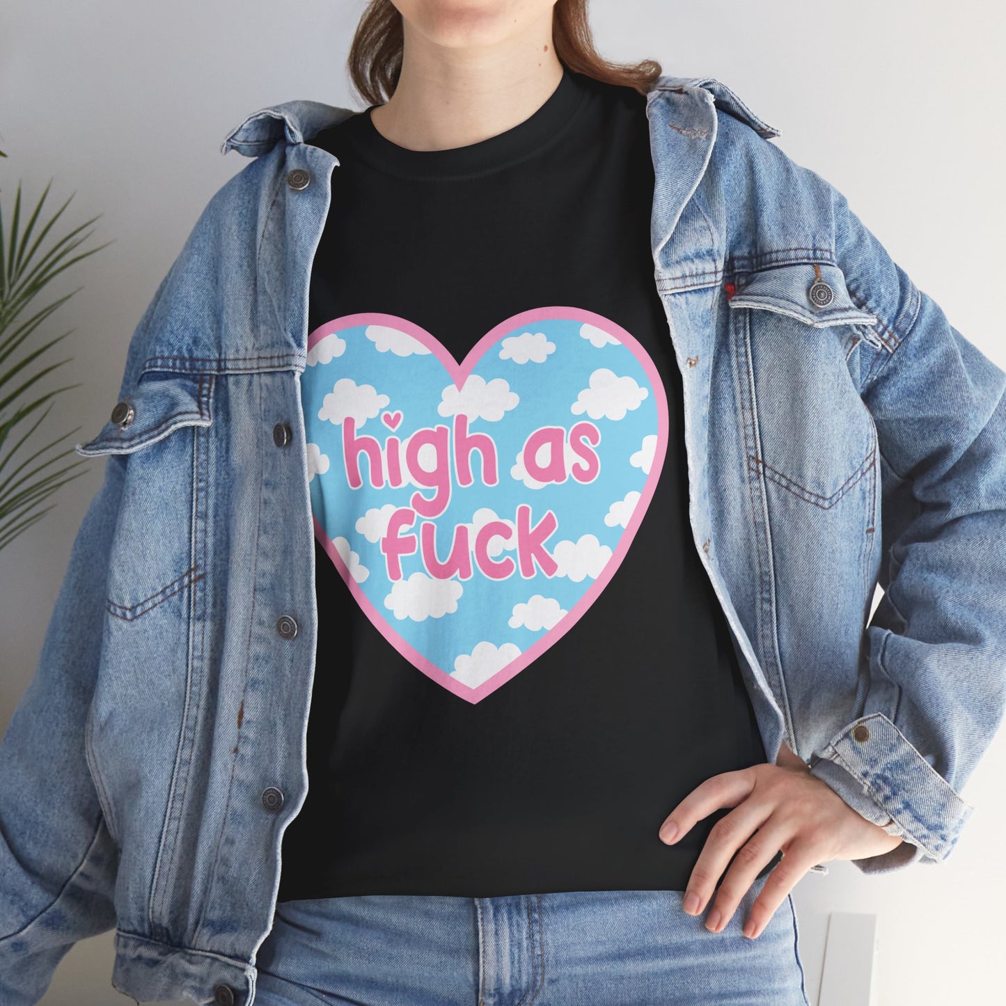 High as F*** Heart Tee — Cute Pastel Cloud Graphic T-Shirt