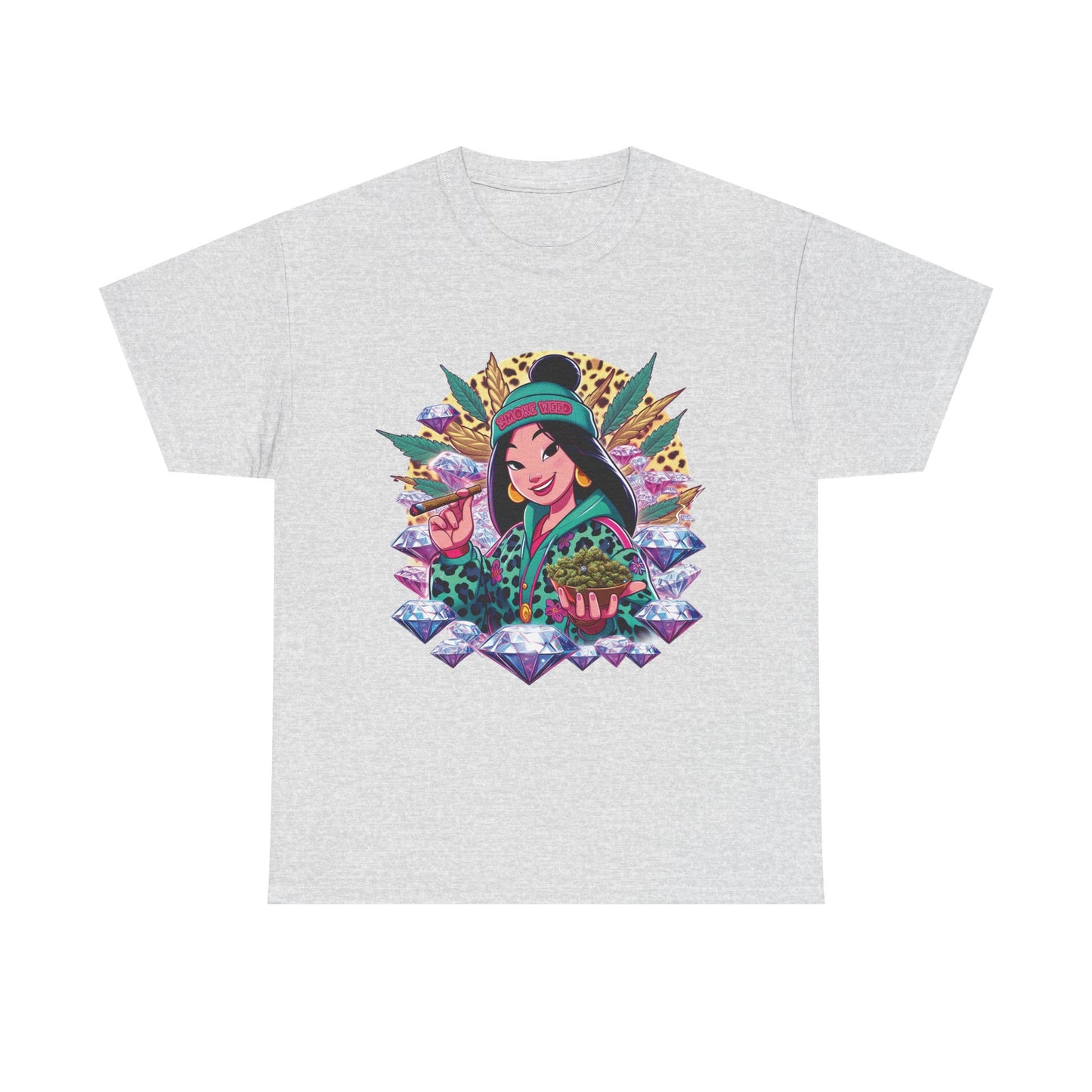 Mulan Floral Portrait T‑Shirt — Vibrant Asian Princess Illustration Tee