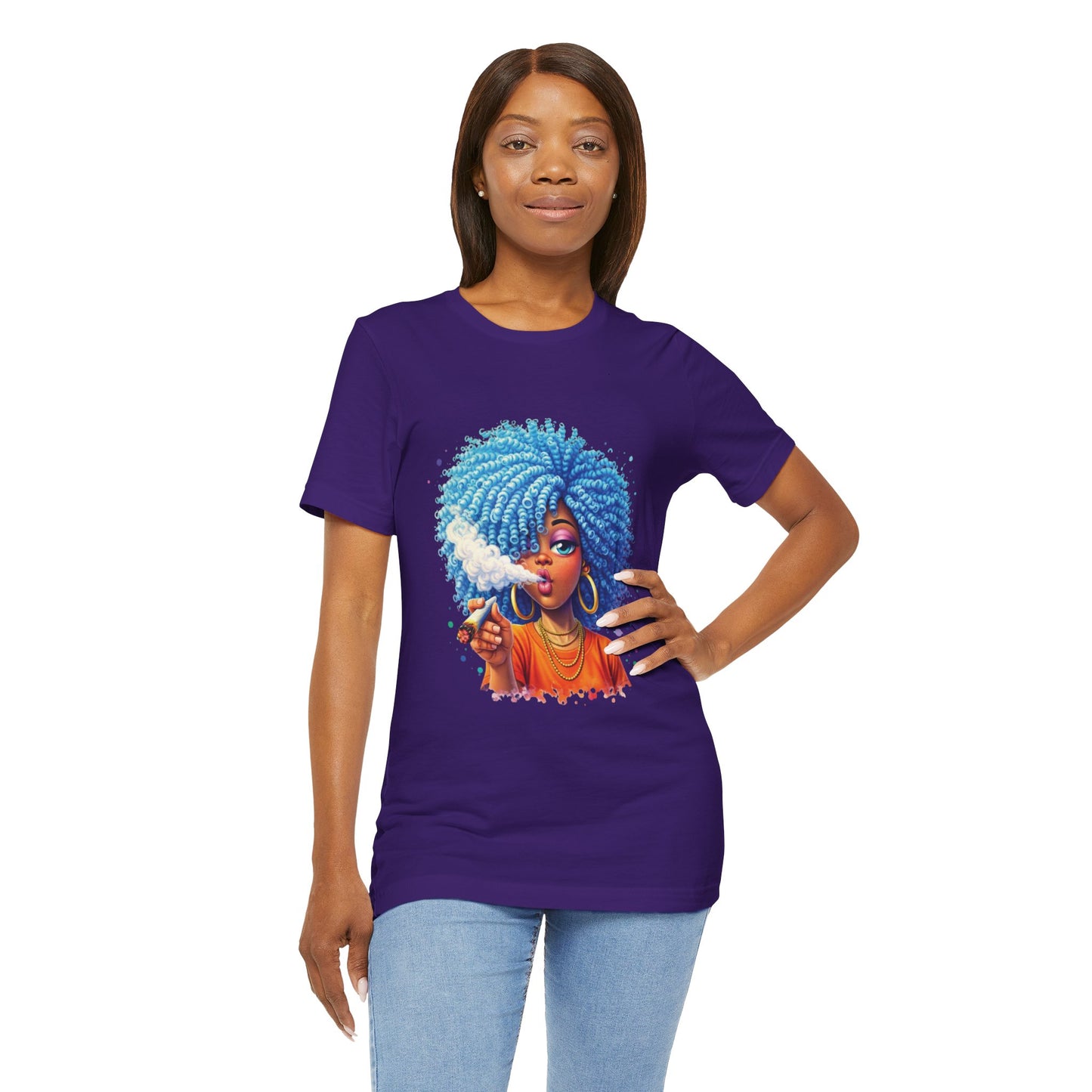 Afro Puff Vibes T-Shirt — Cool Blue Hair Graphic Tee