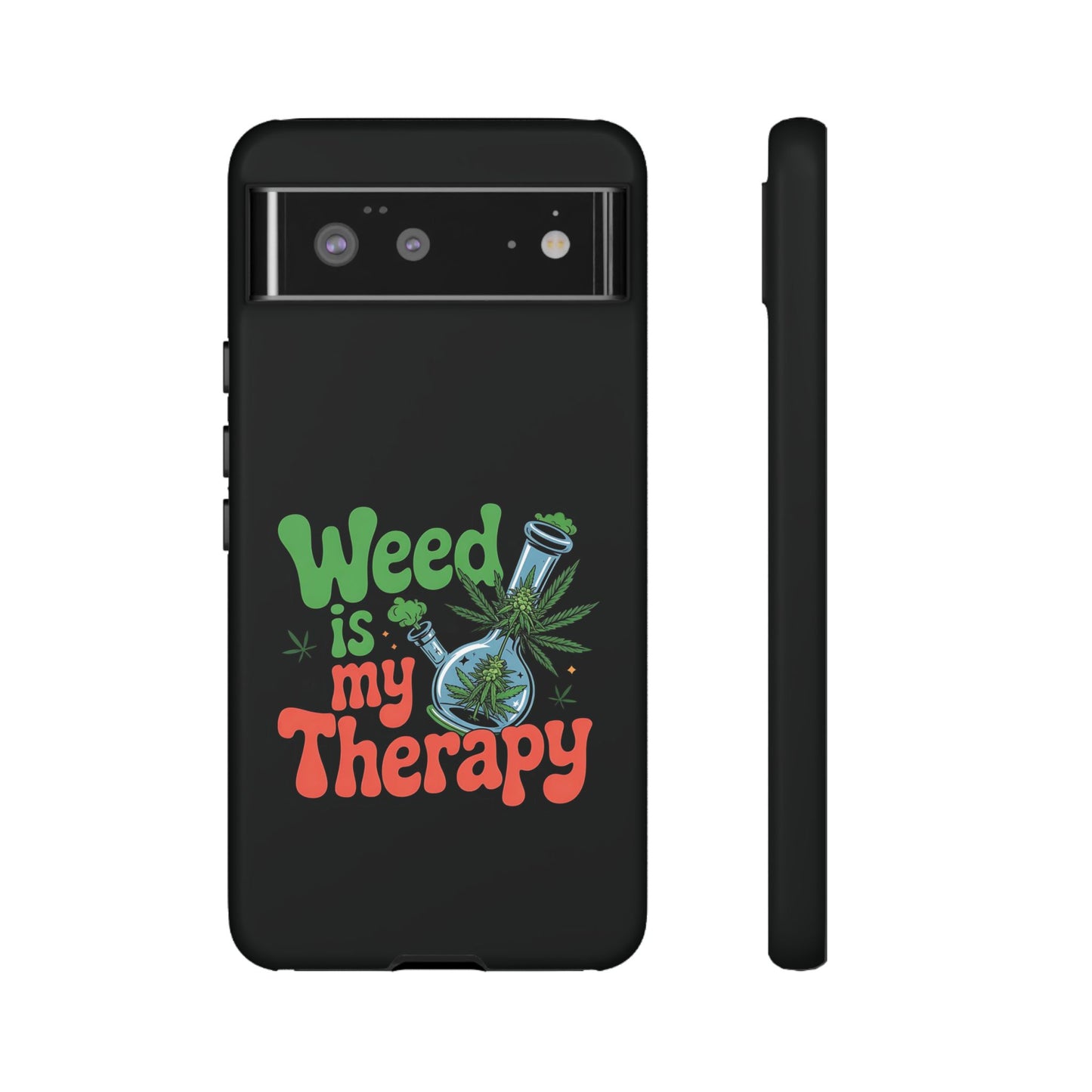 Phone Case — "Weed Is My Therapy" Retro Cannabis Design