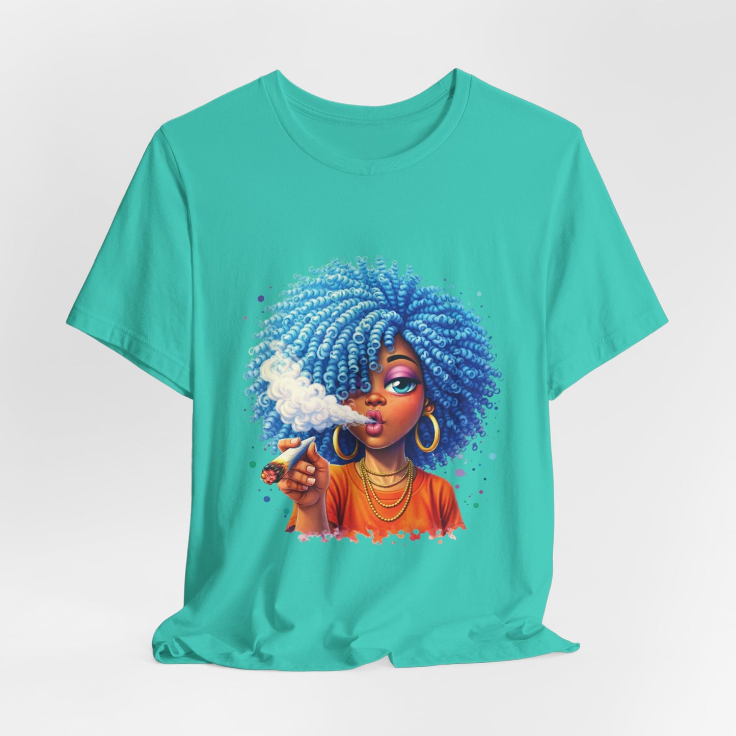 Afro Puff Vibes T-Shirt — Cool Blue Hair Graphic Tee
