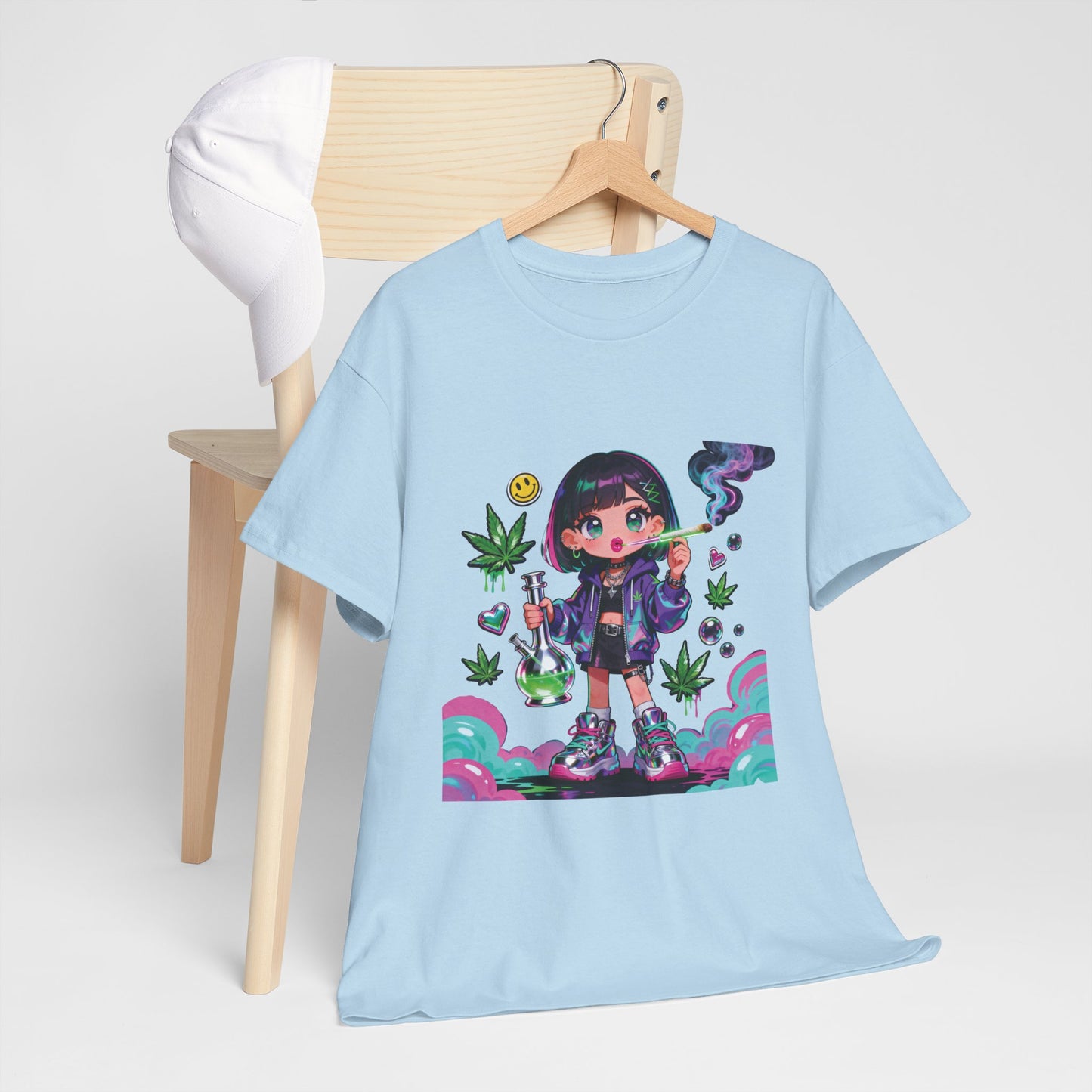 Graphic Tee — Cute Grunge Girl with 420 Art (Kawaii Stoner Aesthetic)