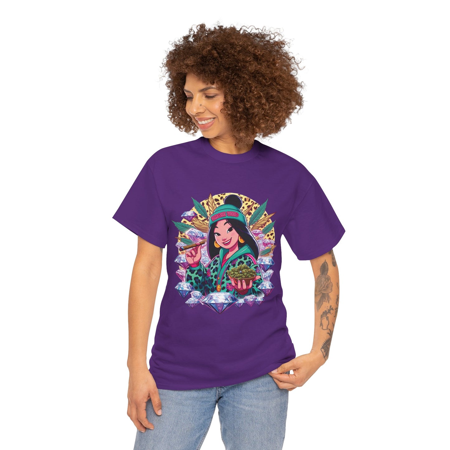 Mulan Floral Portrait T‑Shirt — Vibrant Asian Princess Illustration Tee