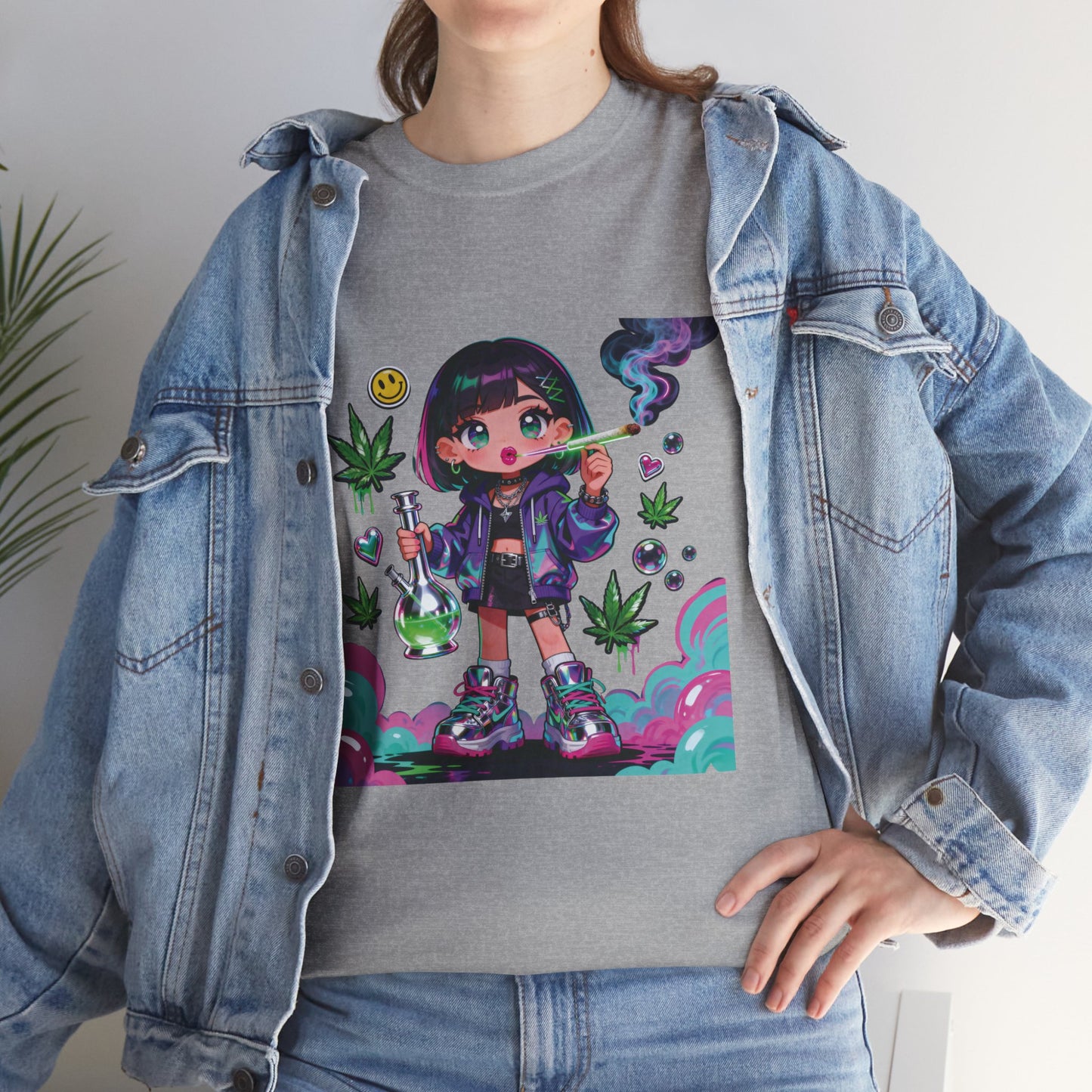 Graphic Tee — Cute Grunge Girl with 420 Art (Kawaii Stoner Aesthetic)