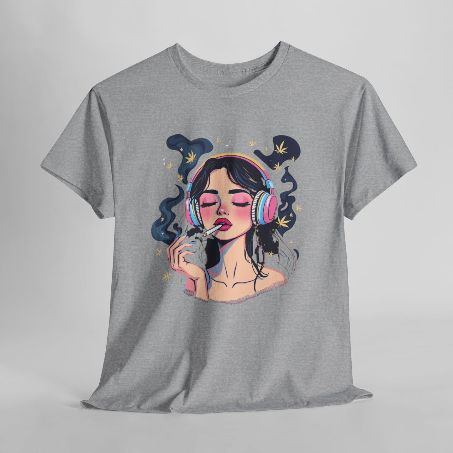 Music Lover Tee — Dreamy Girl with Headphones Graphic T‑Shirt