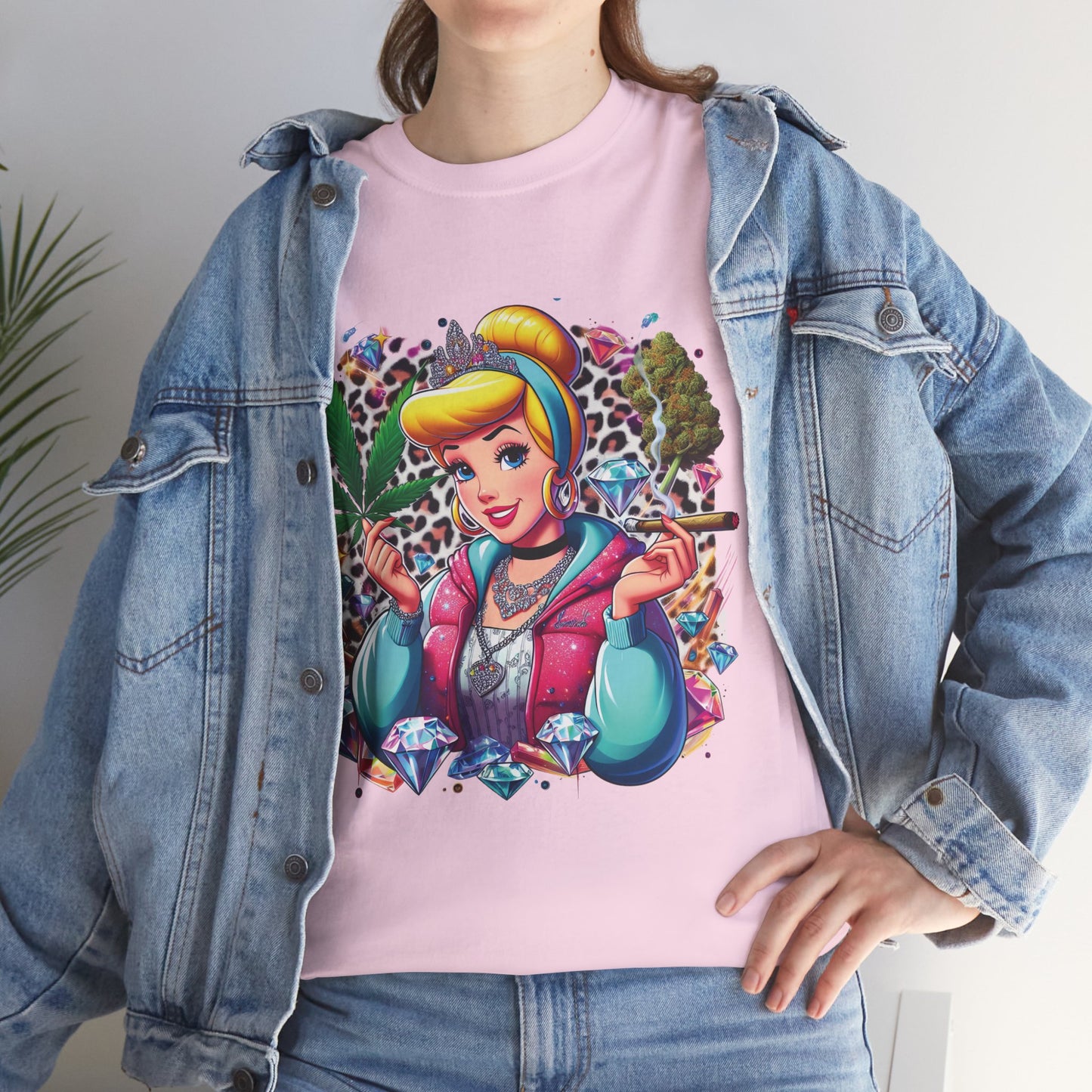 Cinderella Stoner Graphic Tee — Retro Princess Smoking Weed Art Shirt