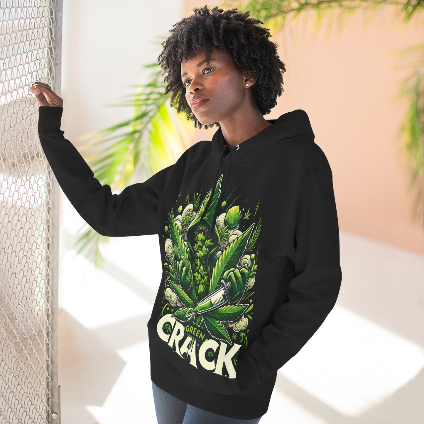 Green Crack Three-Panel Fleece Hoodie