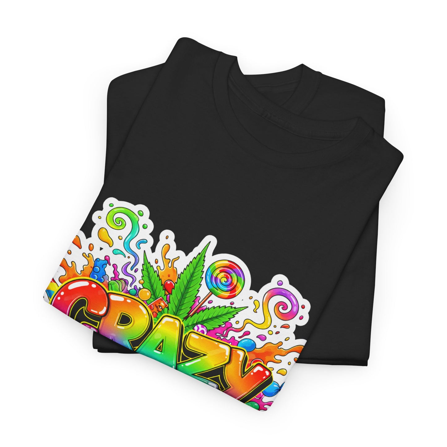 Crazy Rntz Colorful Graffiti T‑Shirt — Psychedelic Leaf Logo Tee