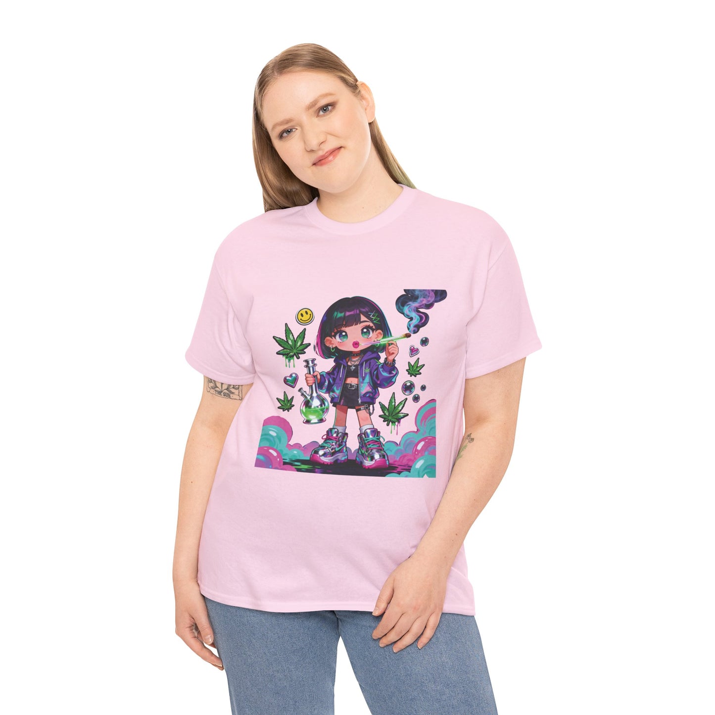Graphic Tee — Cute Grunge Girl with 420 Art (Kawaii Stoner Aesthetic)