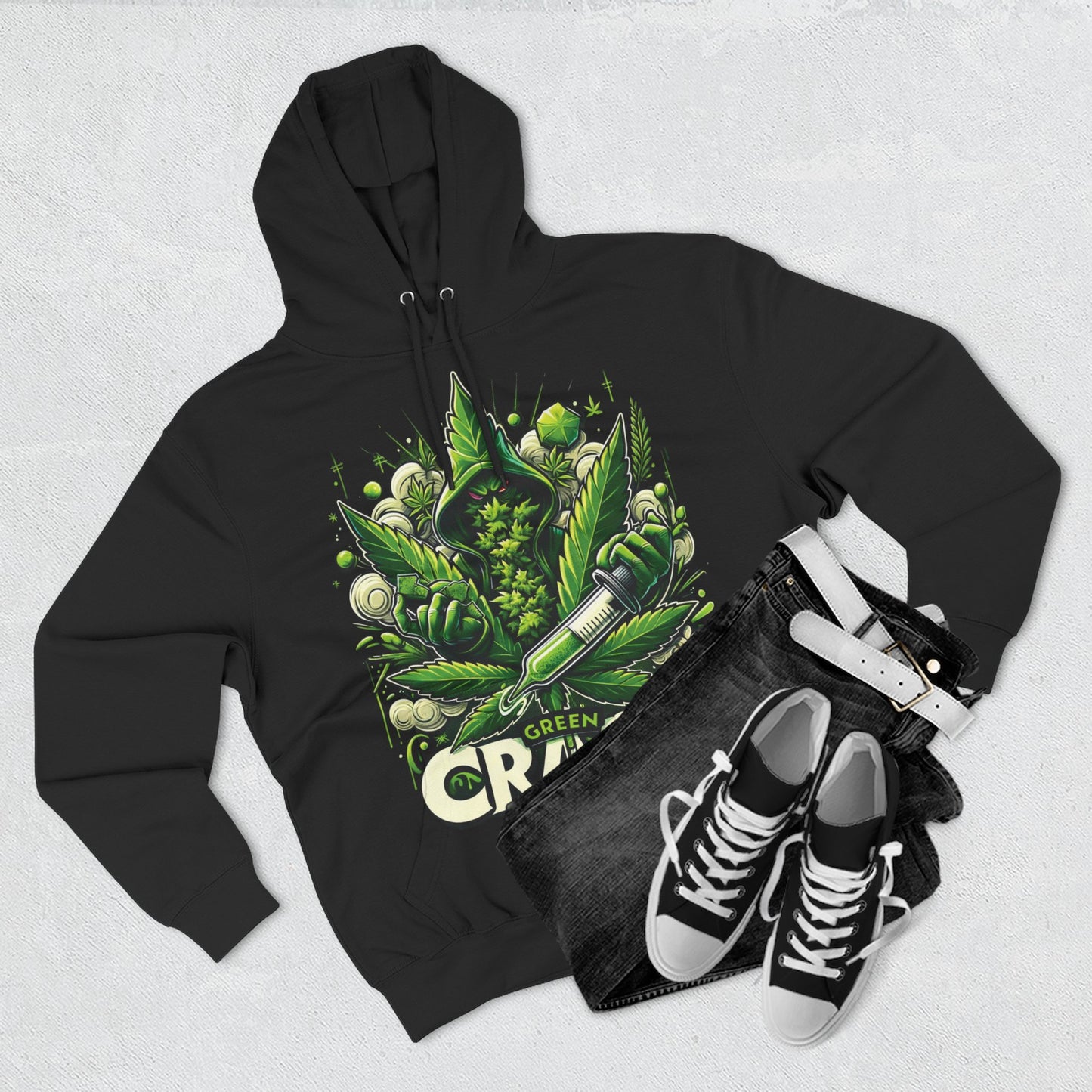 Green Crack Three-Panel Fleece Hoodie