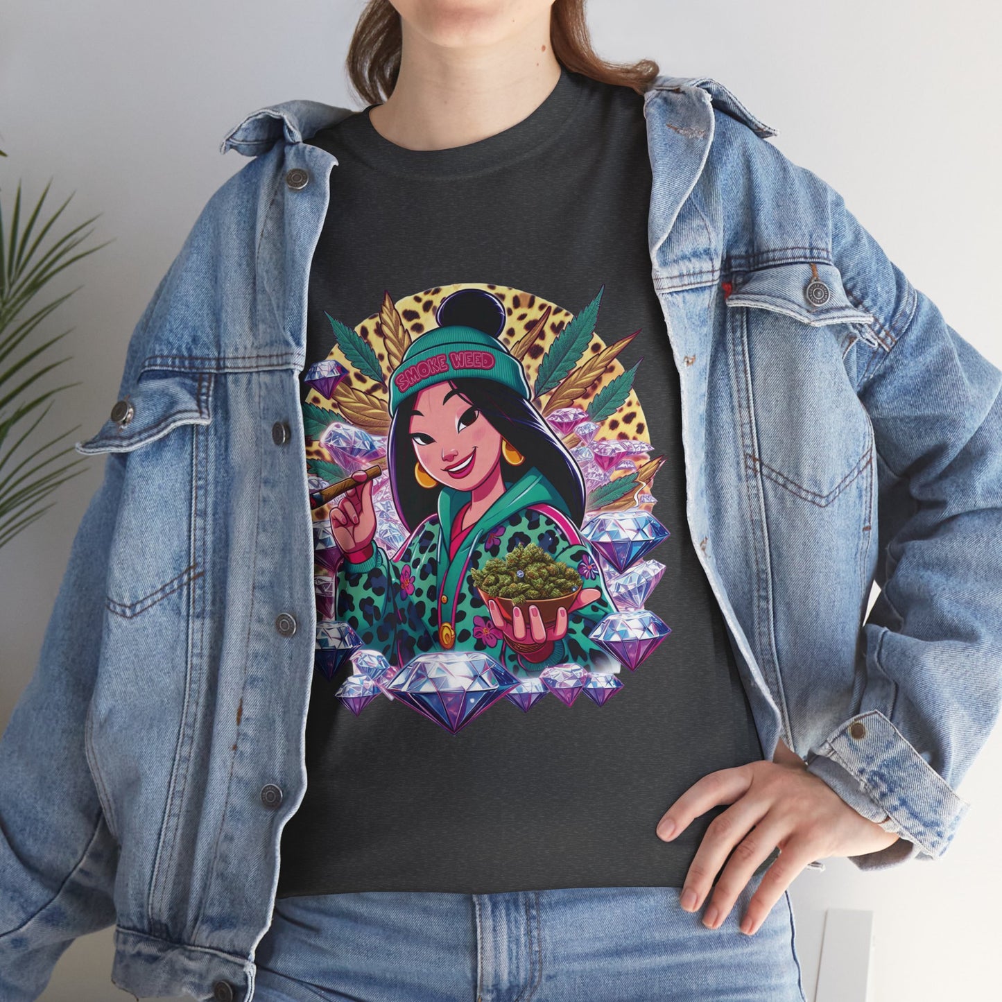 Mulan Floral Portrait T‑Shirt — Vibrant Asian Princess Illustration Tee