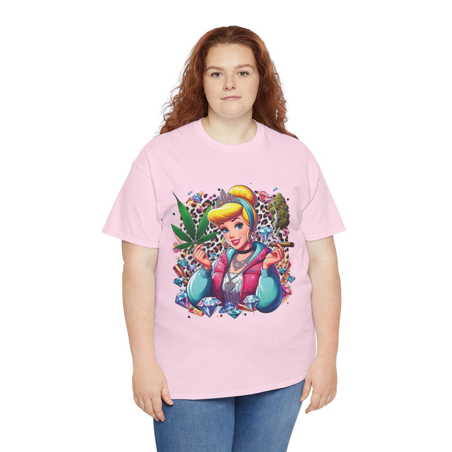 Cinderella Stoner Graphic Tee — Retro Princess Smoking Weed Art Shirt