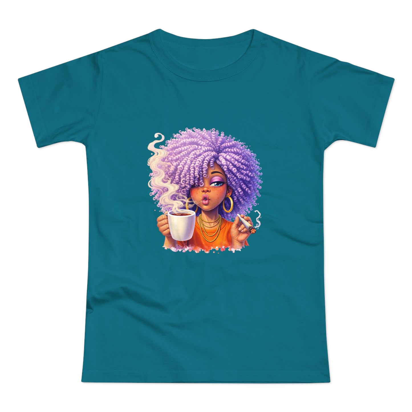 Women's T-Shirt — Afro Puff Coffee Girl Graphic Tee