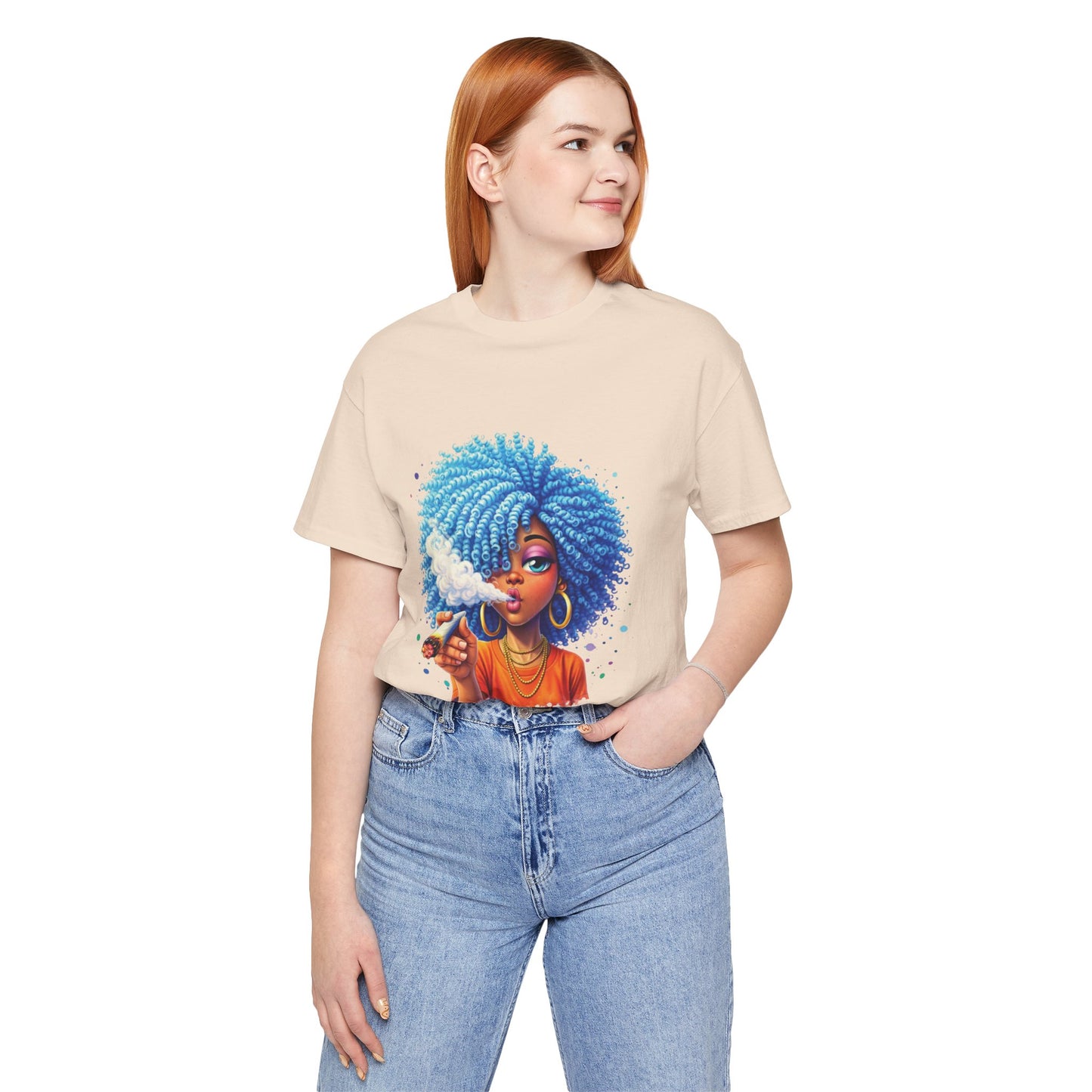 Afro Puff Vibes T-Shirt — Cool Blue Hair Graphic Tee