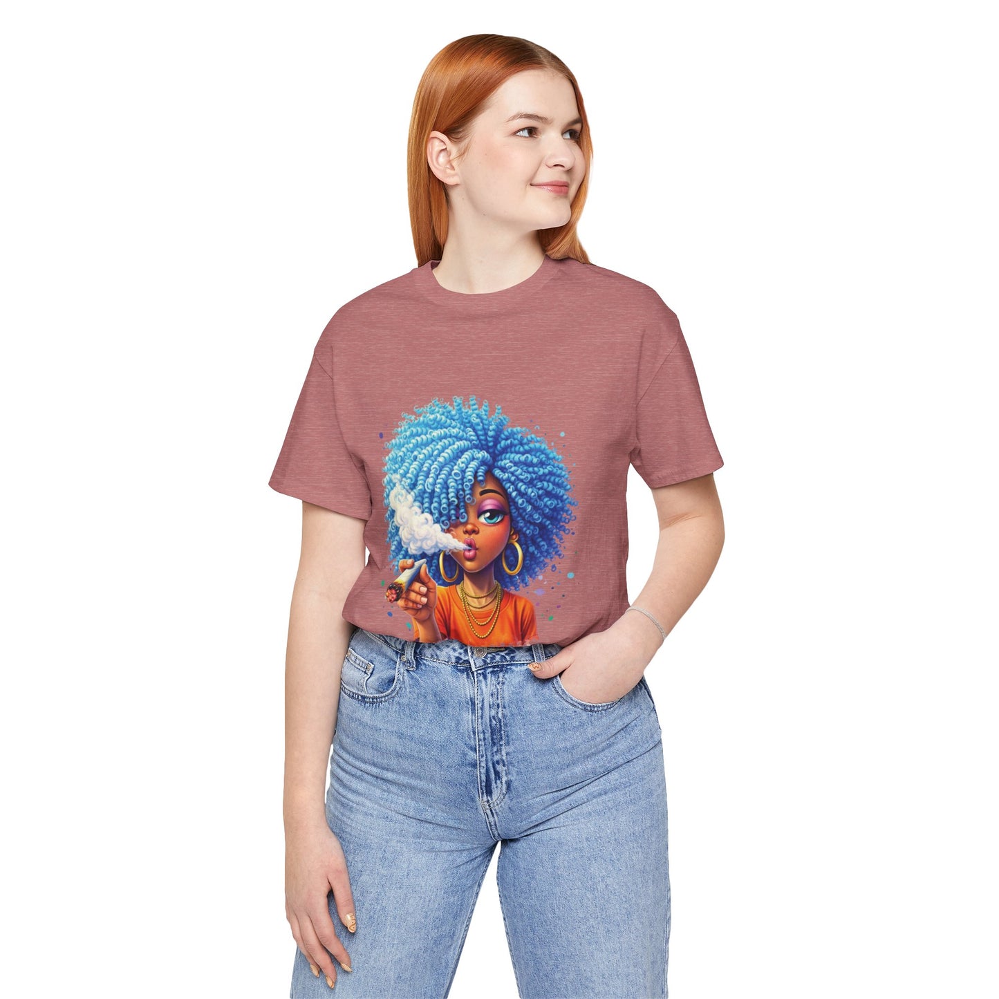 Afro Puff Vibes T-Shirt — Cool Blue Hair Graphic Tee