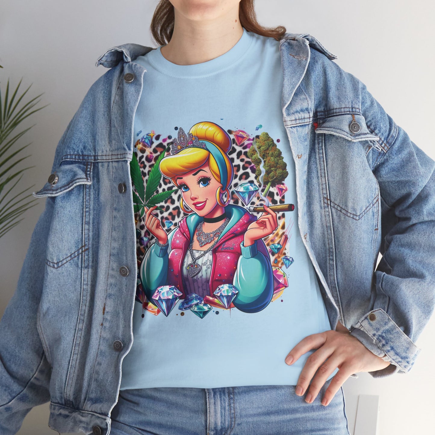 Cinderella Stoner Graphic Tee — Retro Princess Smoking Weed Art Shirt