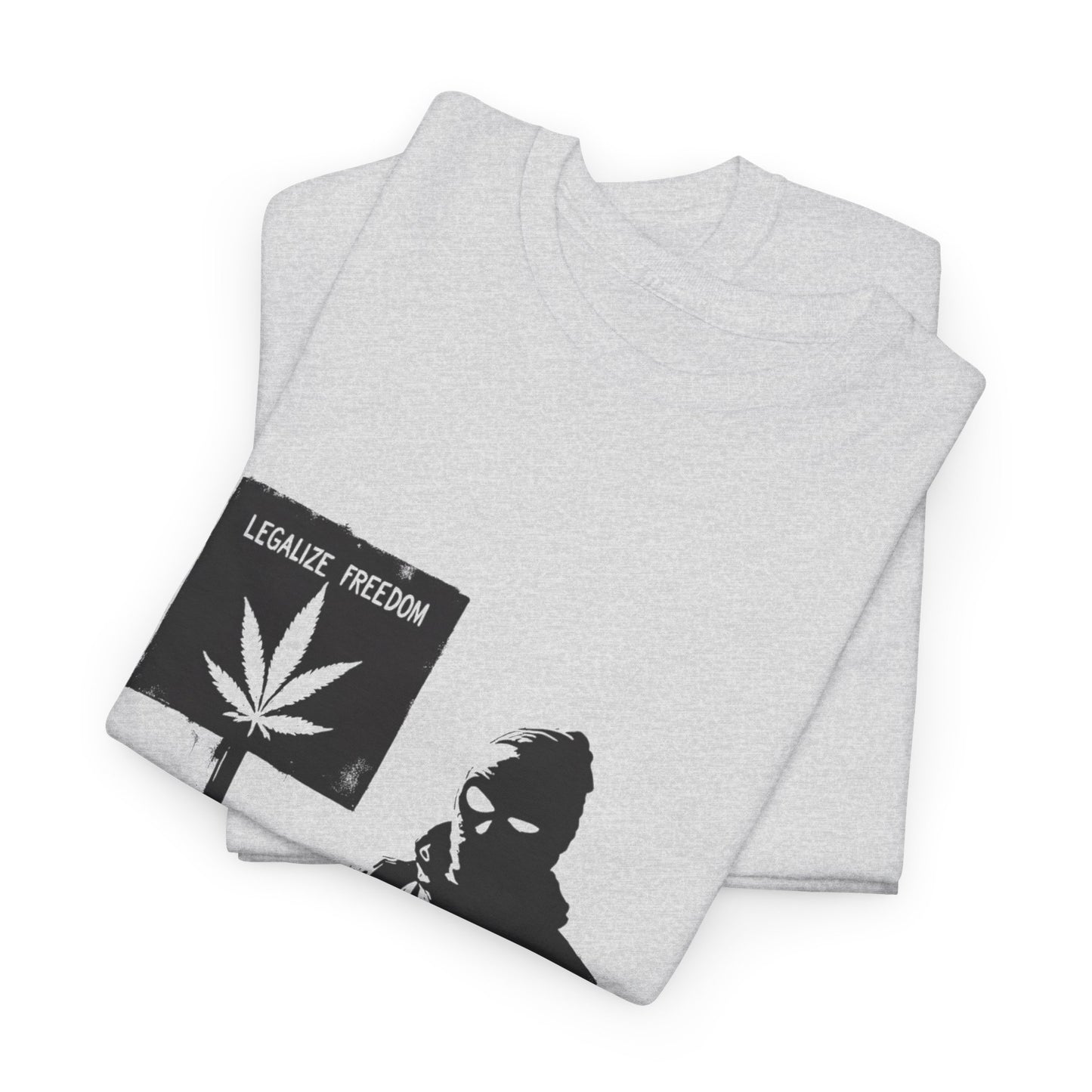 Protester Holding 'Legalize Freedom' Weed Tee