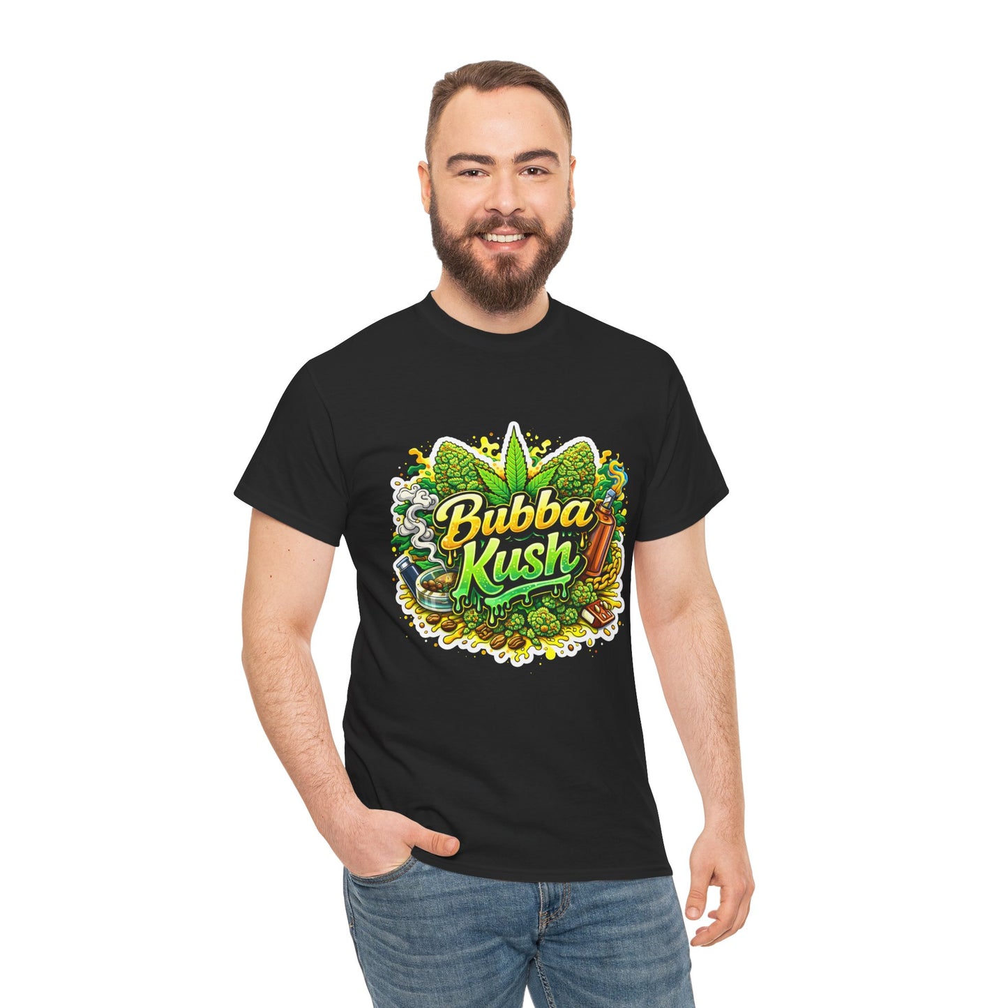 Bubba Kush Graphic Tee – Retro 420 Leaf Design