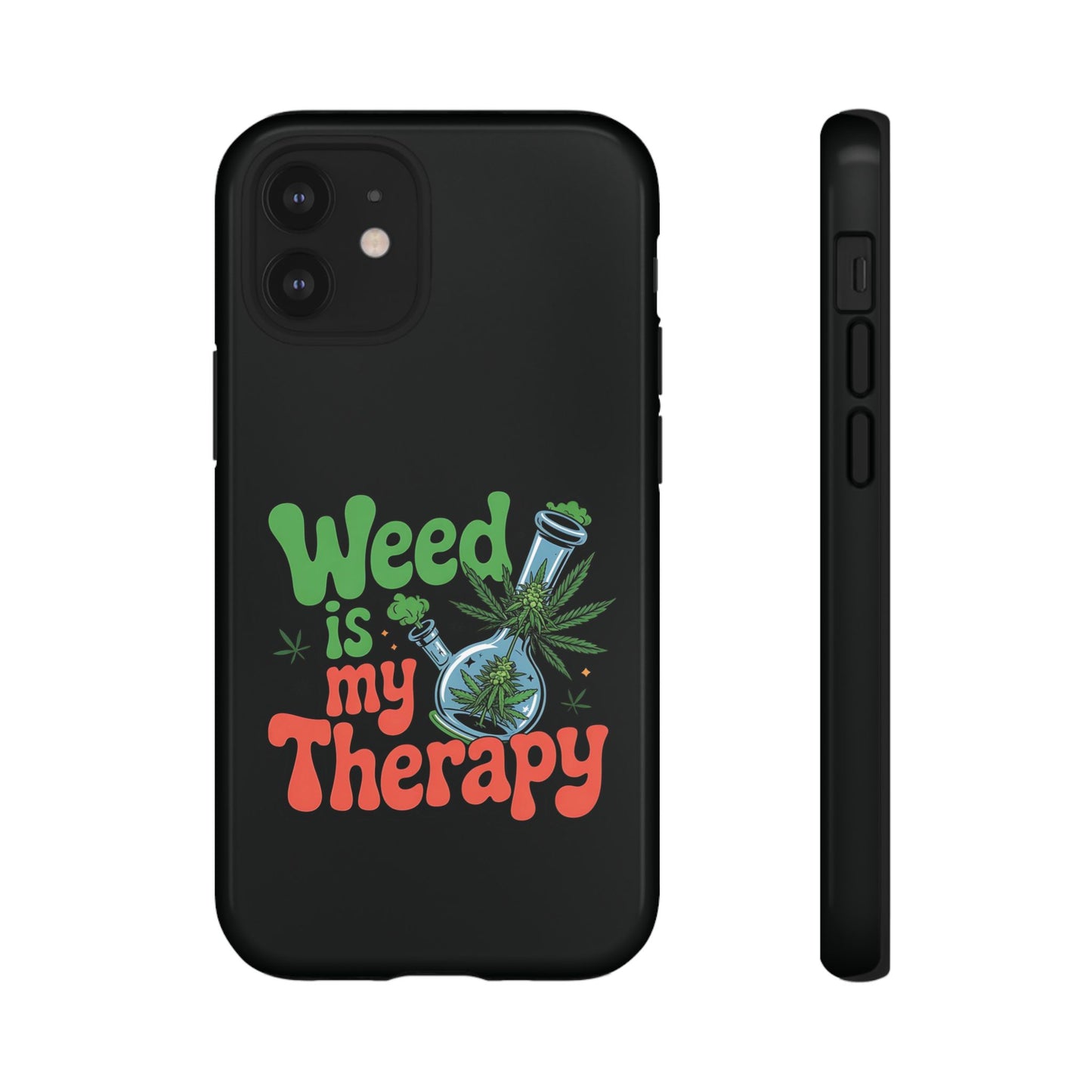 Phone Case — "Weed Is My Therapy" Retro Cannabis Design