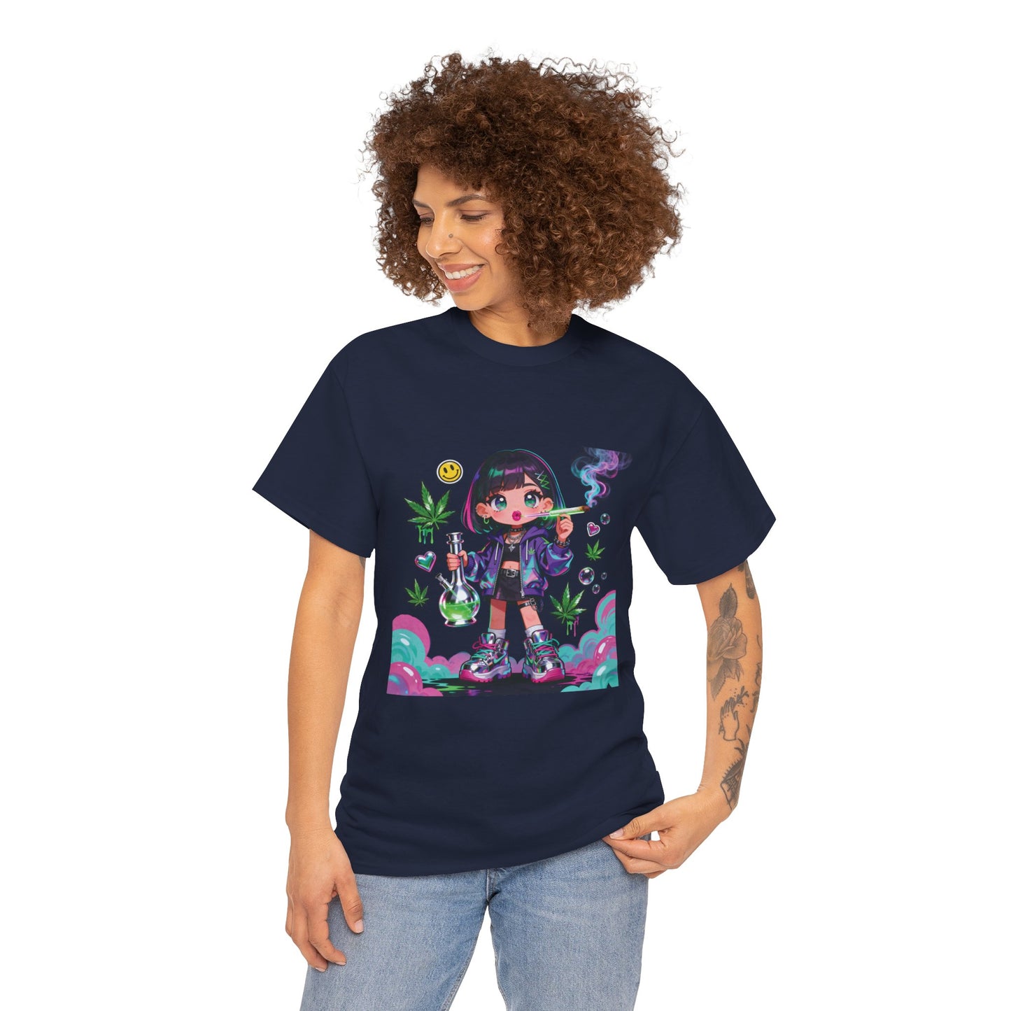 Graphic Tee — Cute Grunge Girl with 420 Art (Kawaii Stoner Aesthetic)