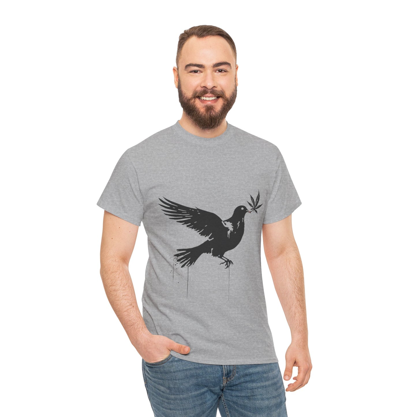 Dove with Weed Leaf Tee — Peace Dove Graphic T-Shirt