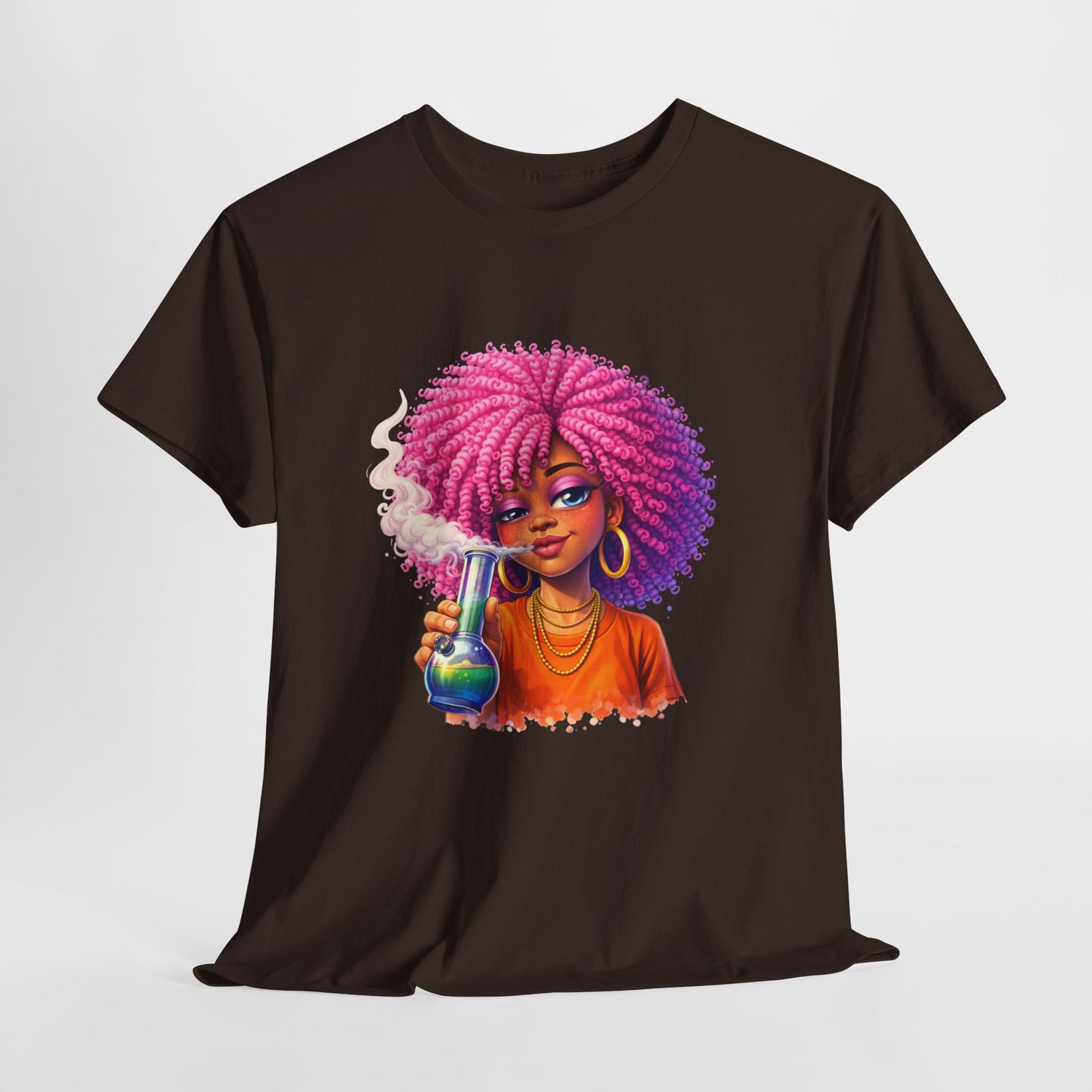 Pink Afro Girl Graphic Tee — Colorful Sassy Retro Portrait T‑Shirt