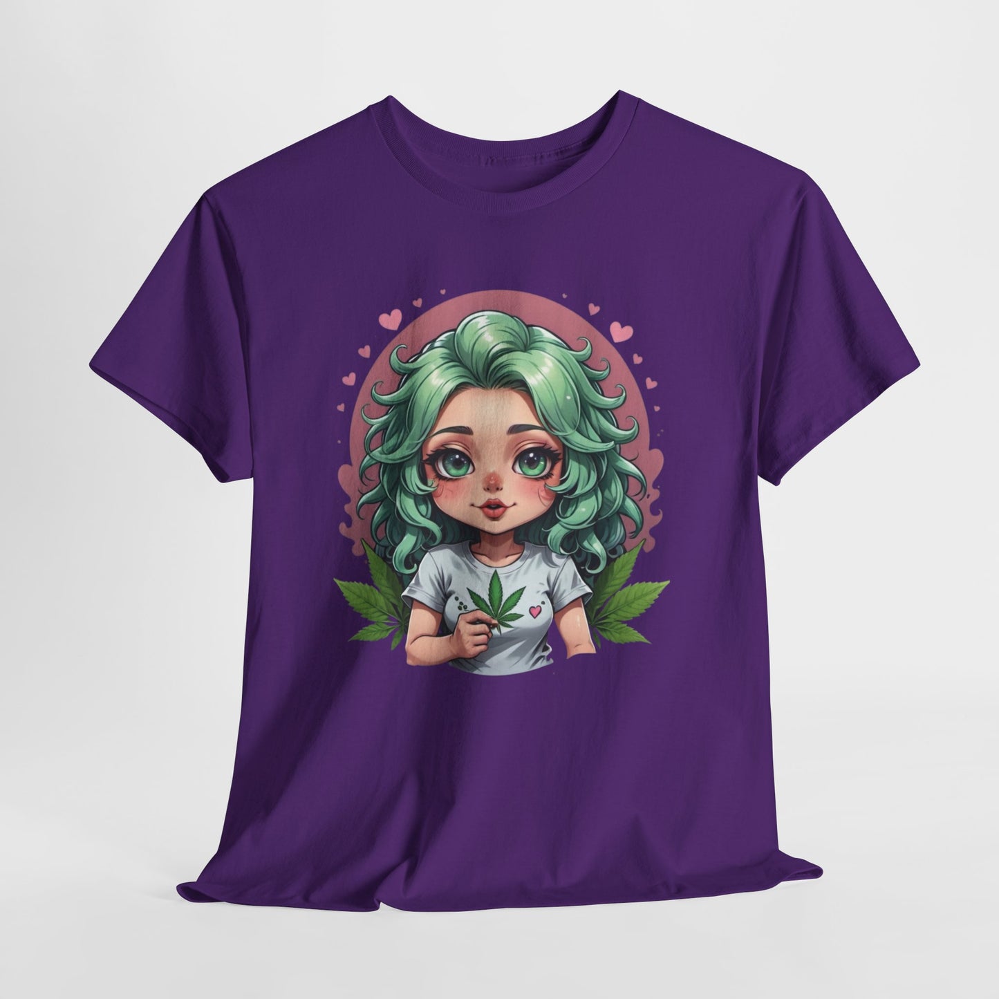 Plant Girl Cute Tee — Green Hair Anime Girl Graphic T-Shirt