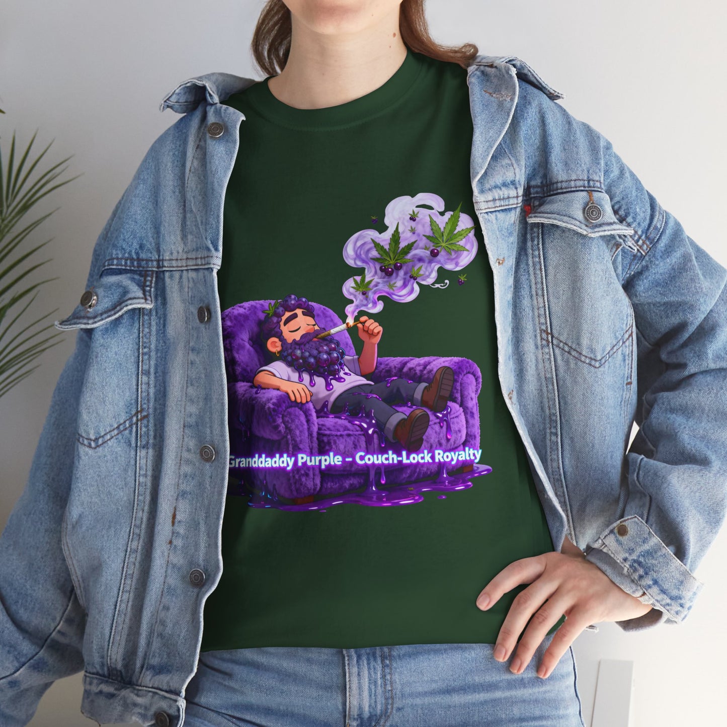 Couchlock Purple T‑Shirt — 'Couchlock Purple • Couch Back Slayin'' Relaxed Weed Vibe Tee