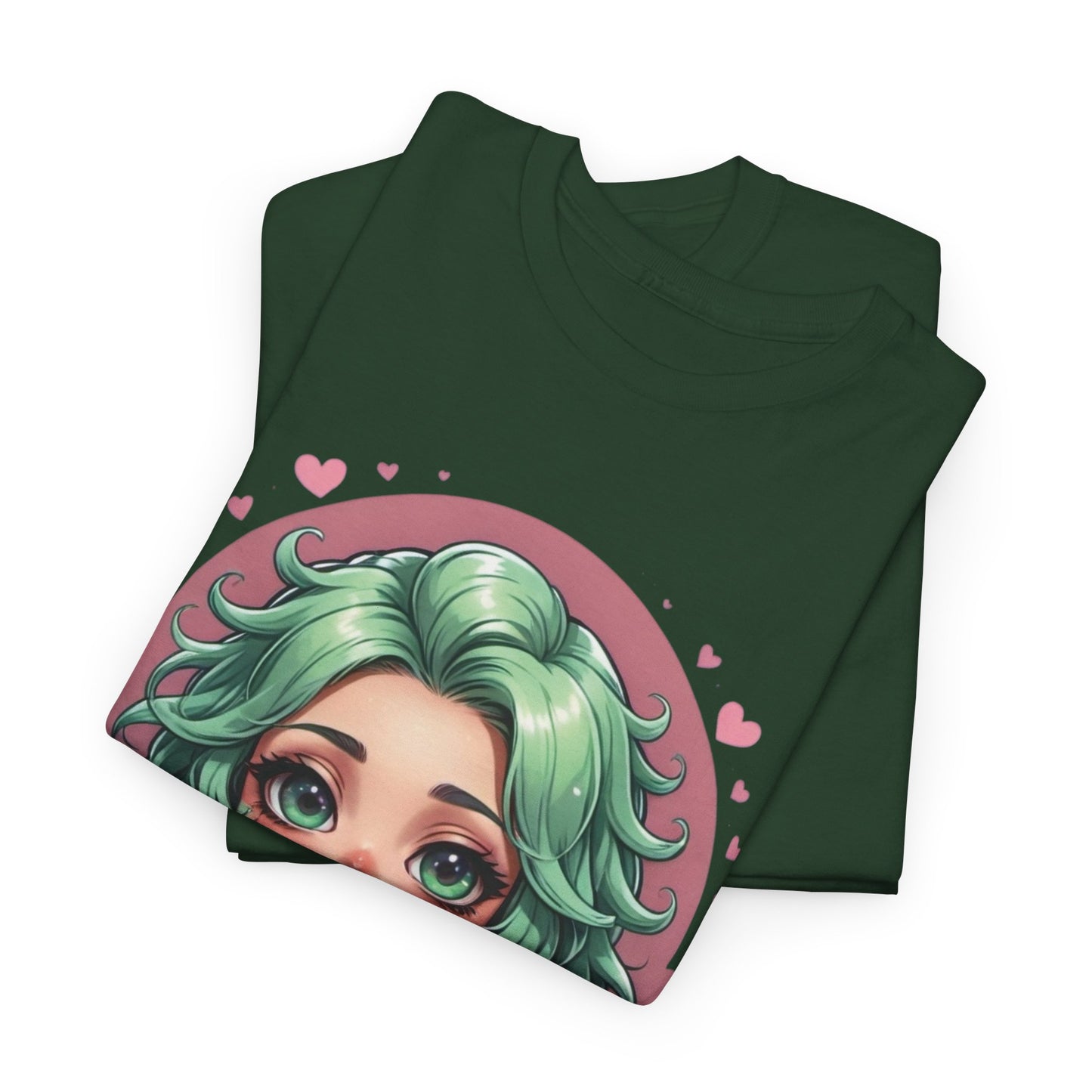 Plant Girl Cute Tee — Green Hair Anime Girl Graphic T-Shirt