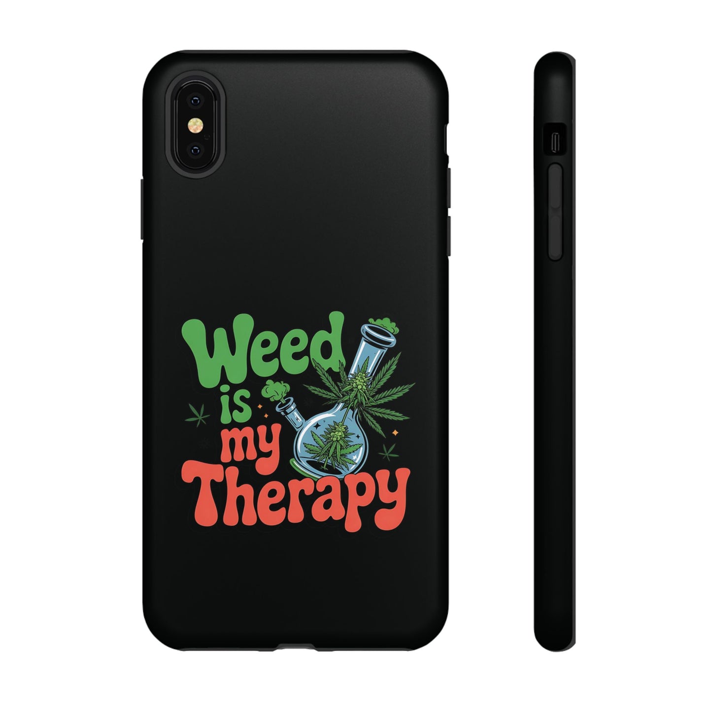 Phone Case — "Weed Is My Therapy" Retro Cannabis Design