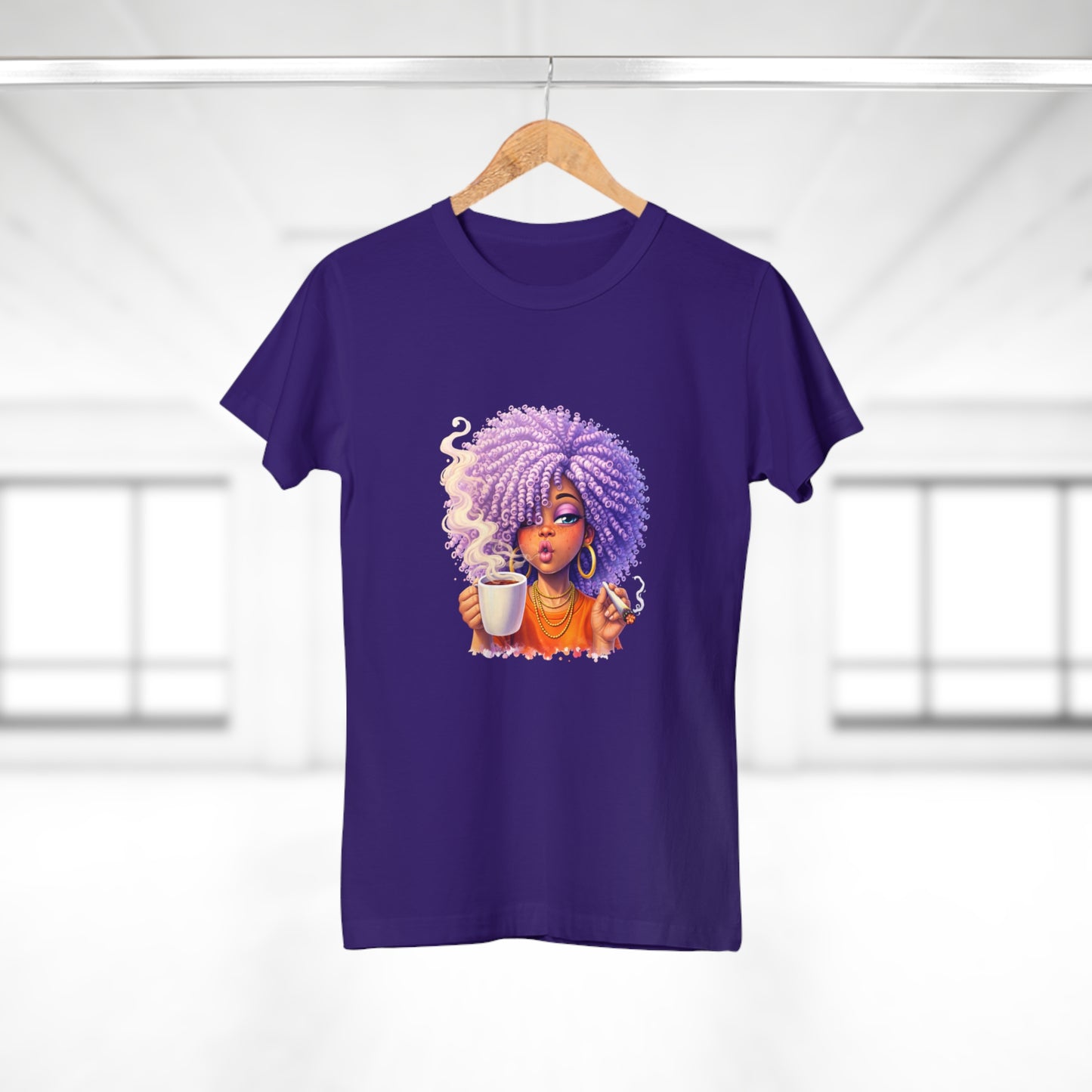 Women's T-Shirt — Afro Puff Coffee Girl Graphic Tee